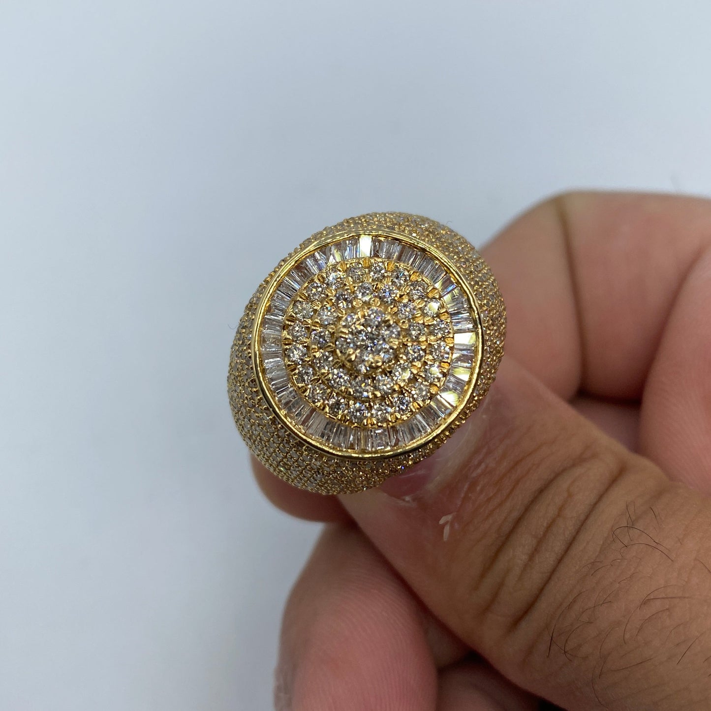 14K Circle Diamond Baguette Ring