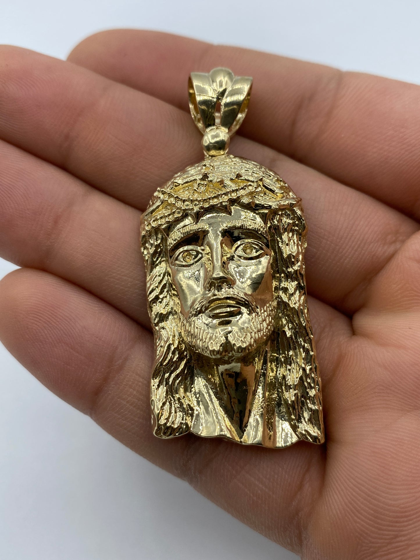 14K Jesus Head Pendant 2.25"