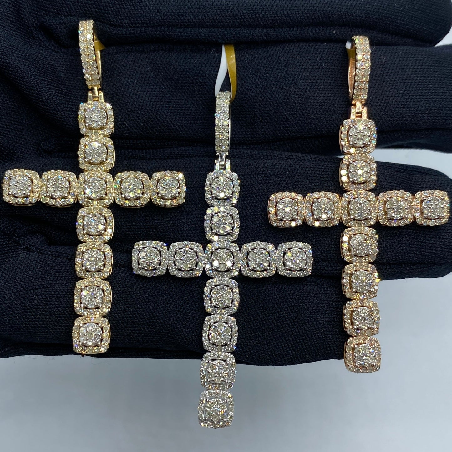 10K Square Cross Diamond Pendant