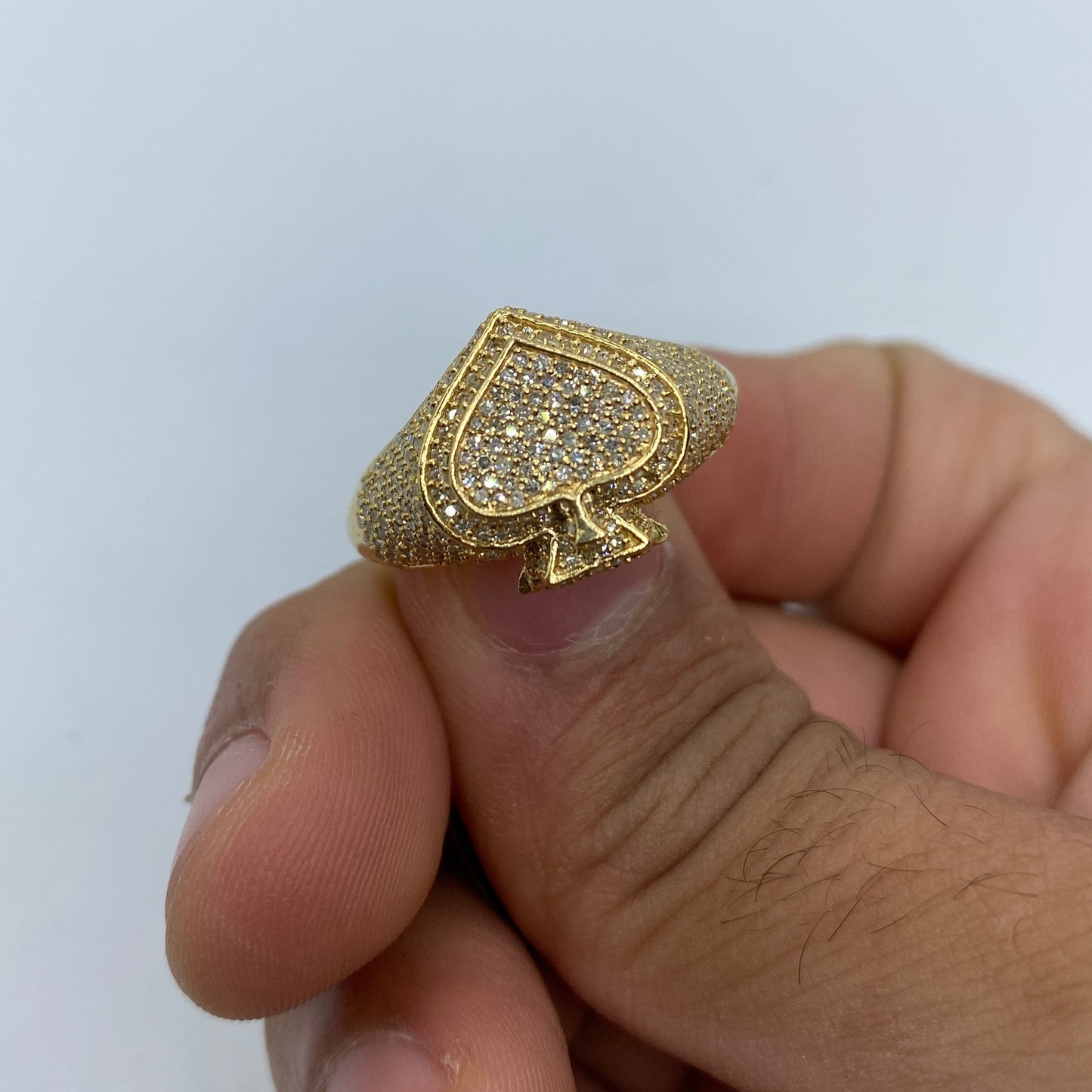 10K 3D Spade Diamond Ring