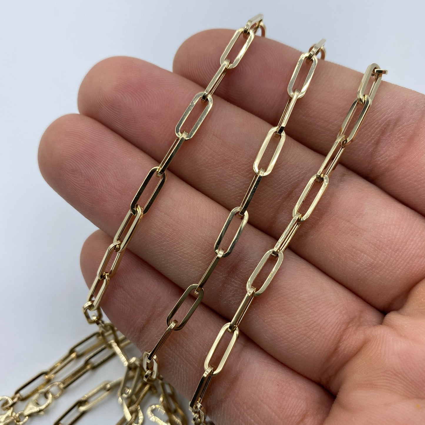 14K Gold 3.8MM Paper Clip Chain 16"-20"