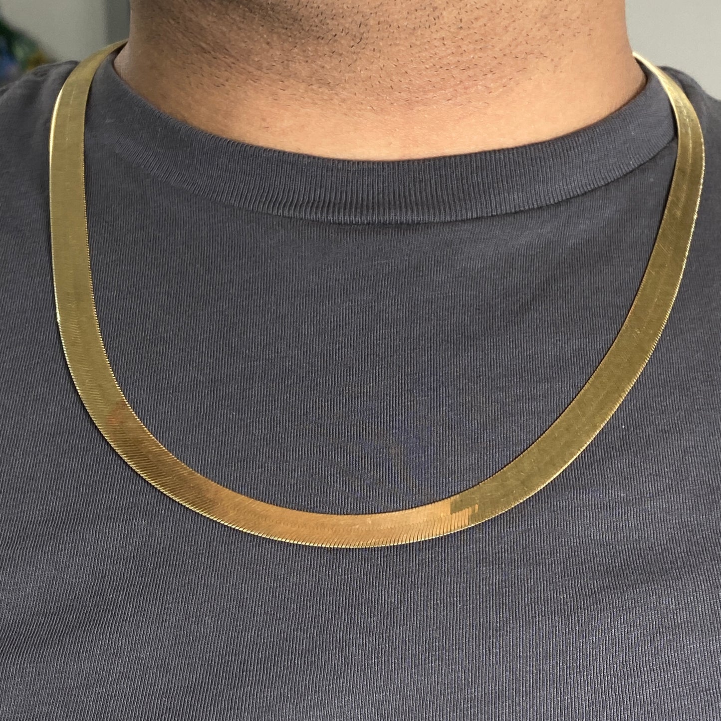 10K 9MM Herringbone Link Necklace 24"