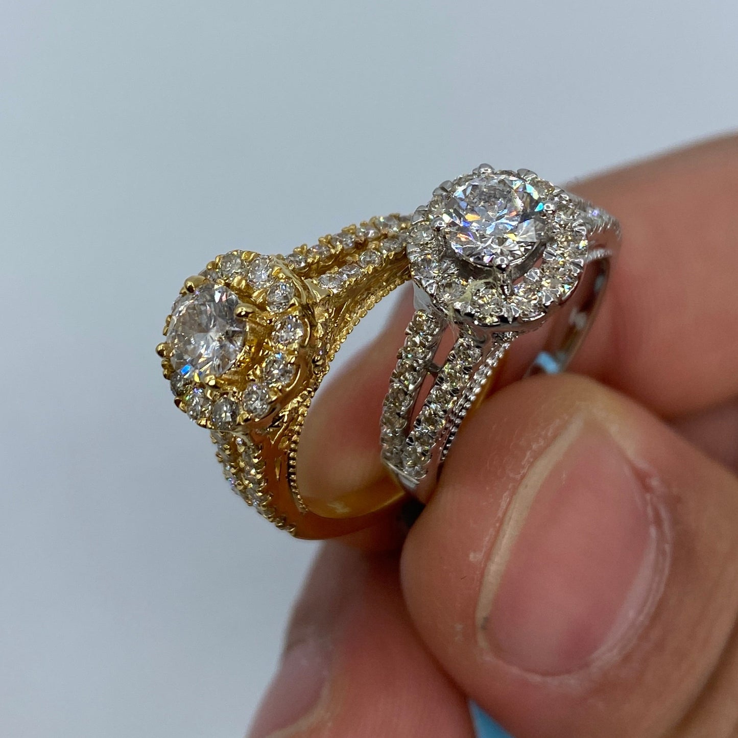 14K Jumbo Center Diamond Halo Engagement Ring