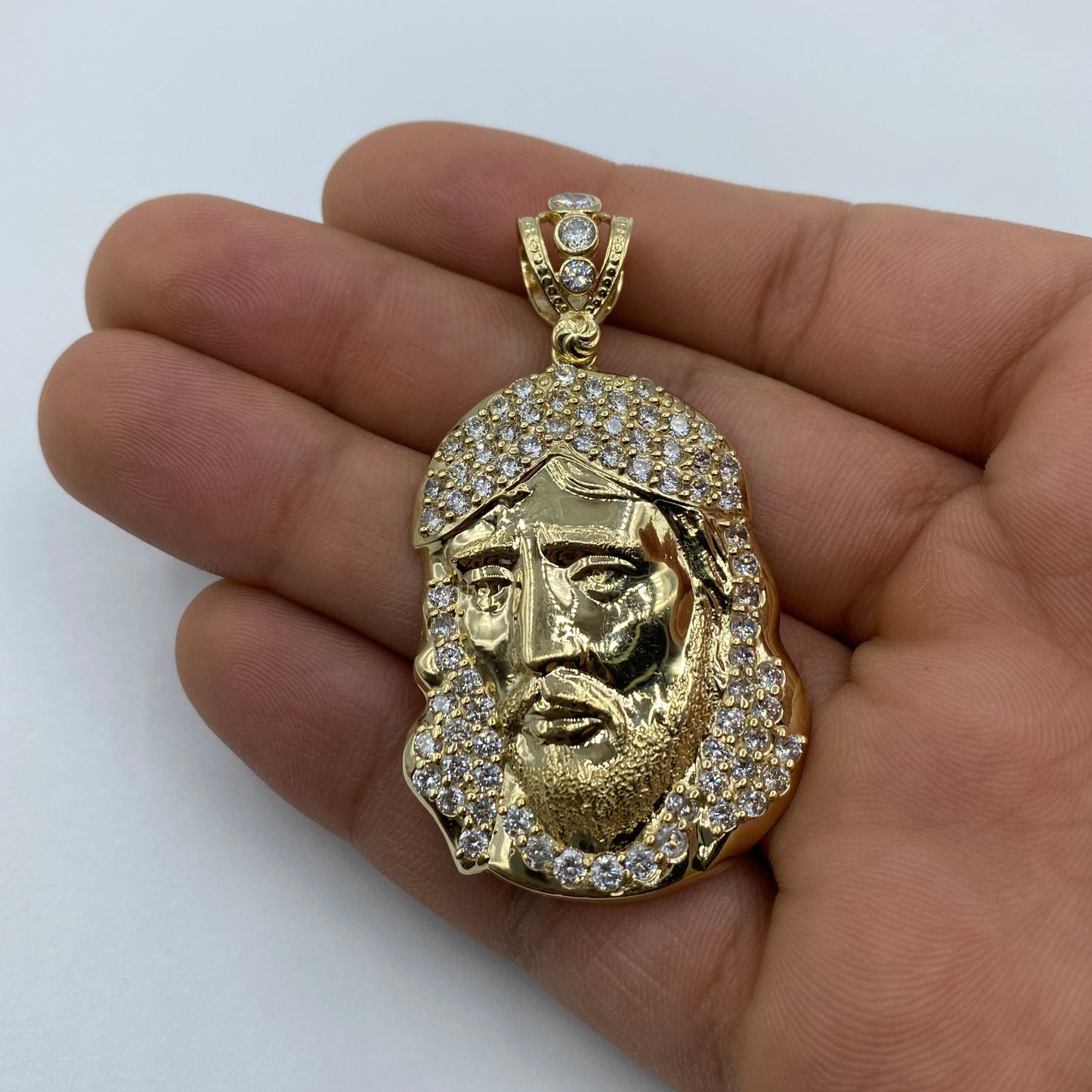 14K Jesus Head Pendant 2.2"