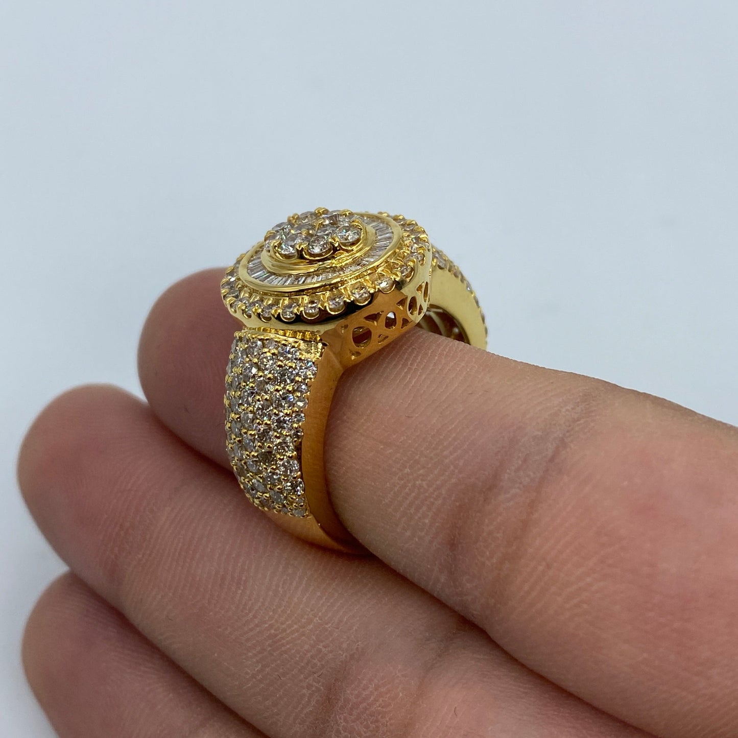 14K Yellow Oval Diamond Baguette Ring