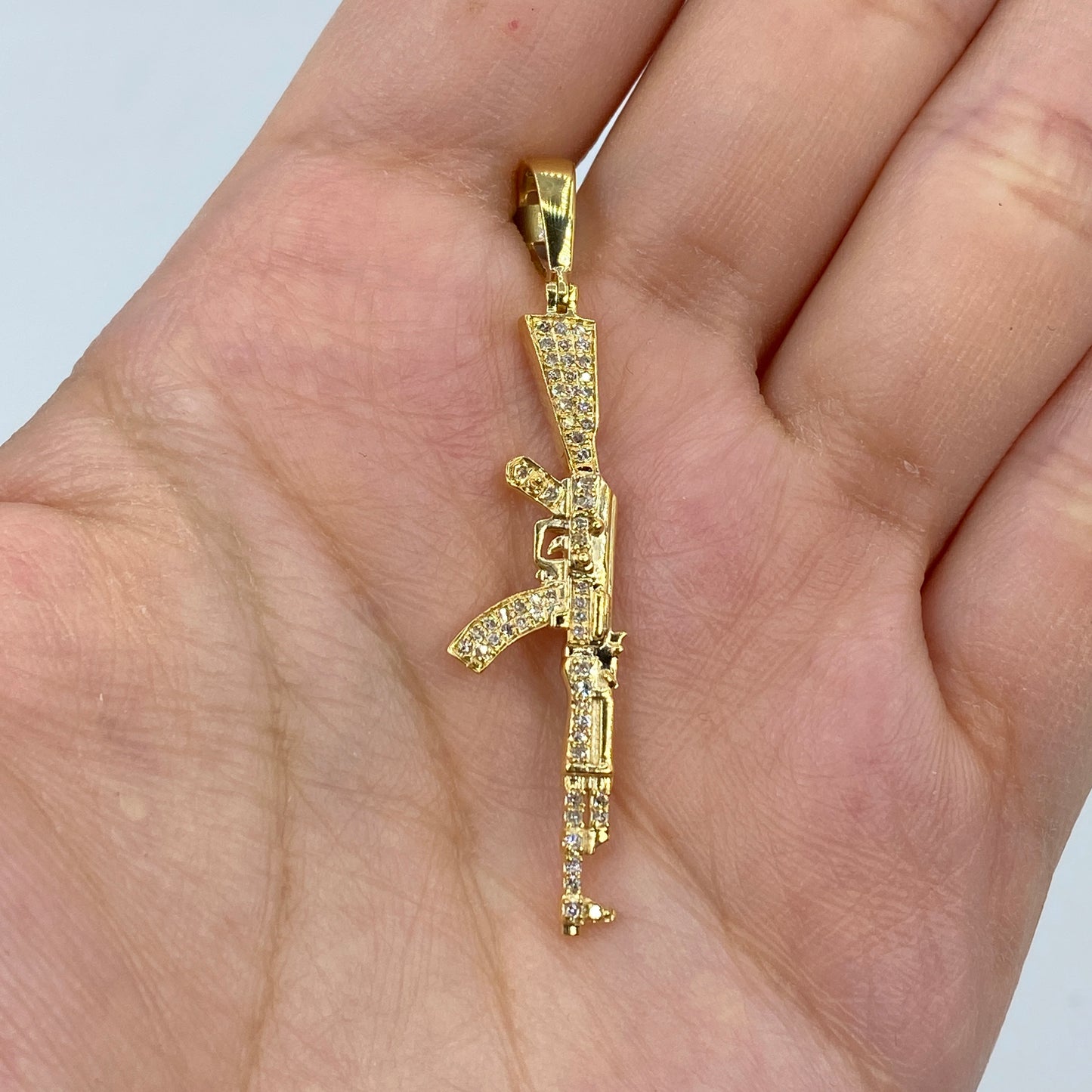 10K AK-47 Gun Diamond Pendant