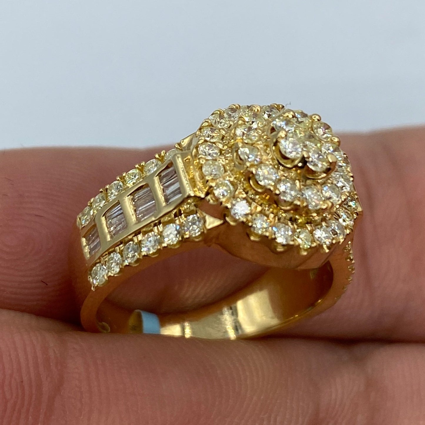 14K Cake Diamond Baguette Engagement Ring