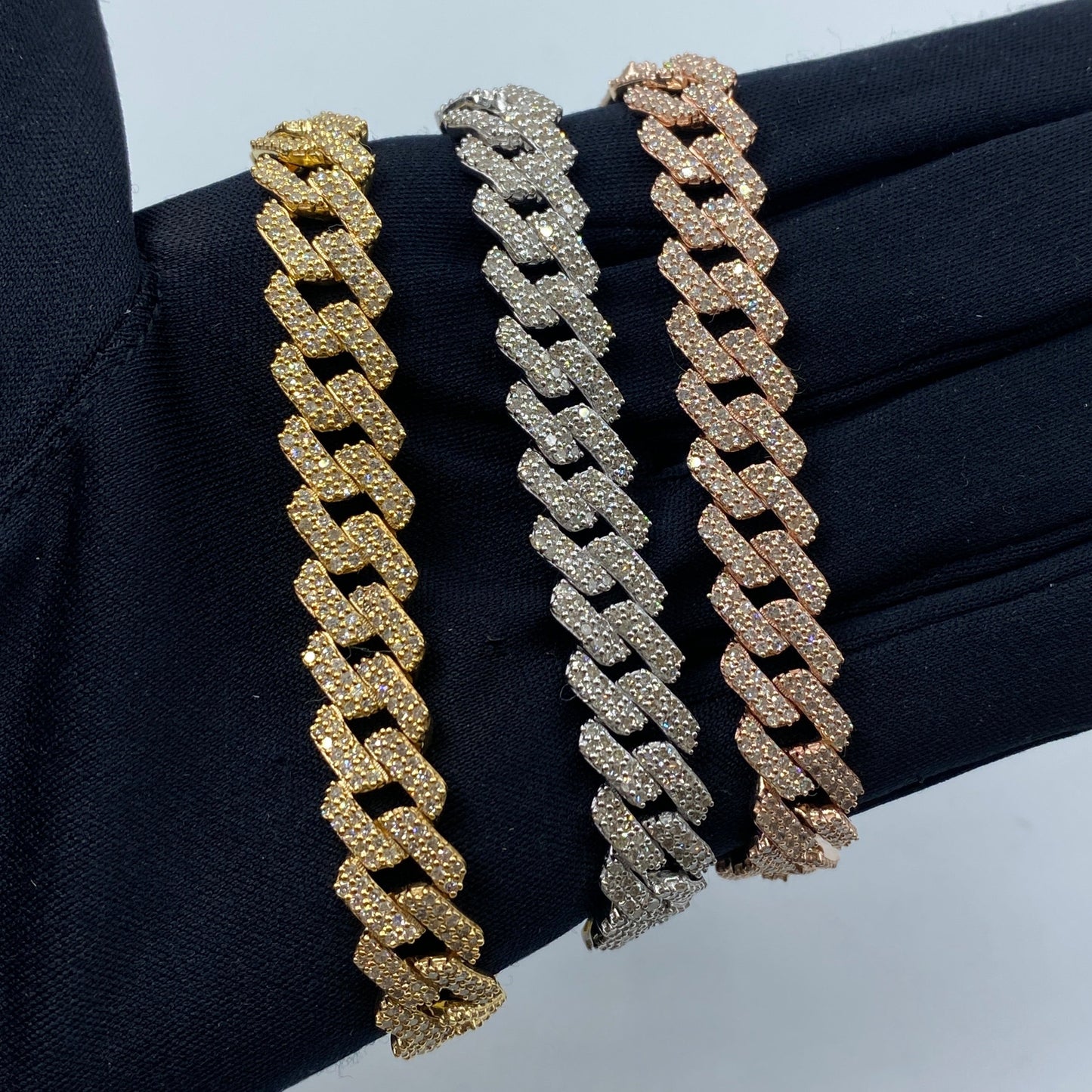 10K 10MM Cuban Link Diamond Bracelet 7.5"