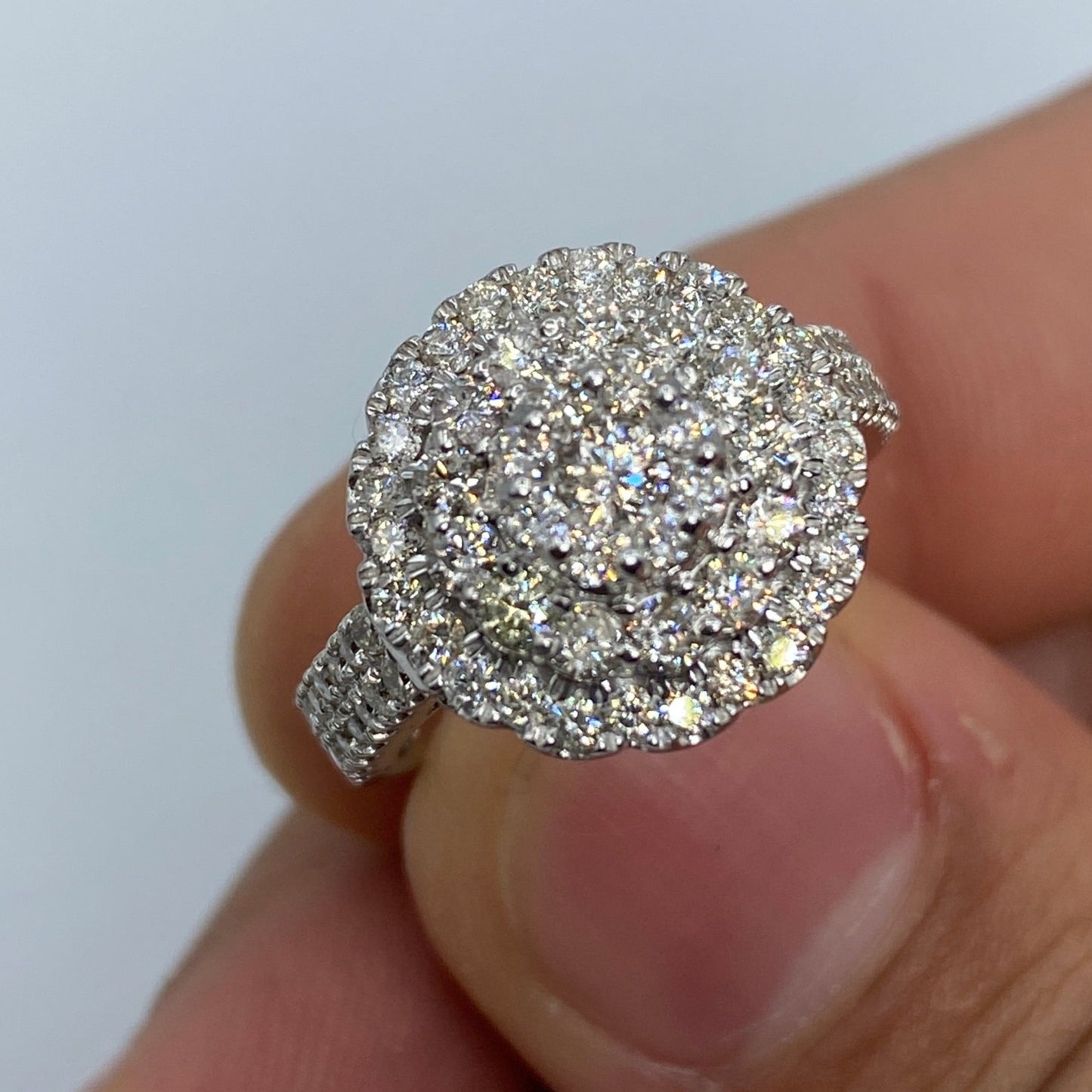 14K White Gold Circle Diamond Engagement Ring