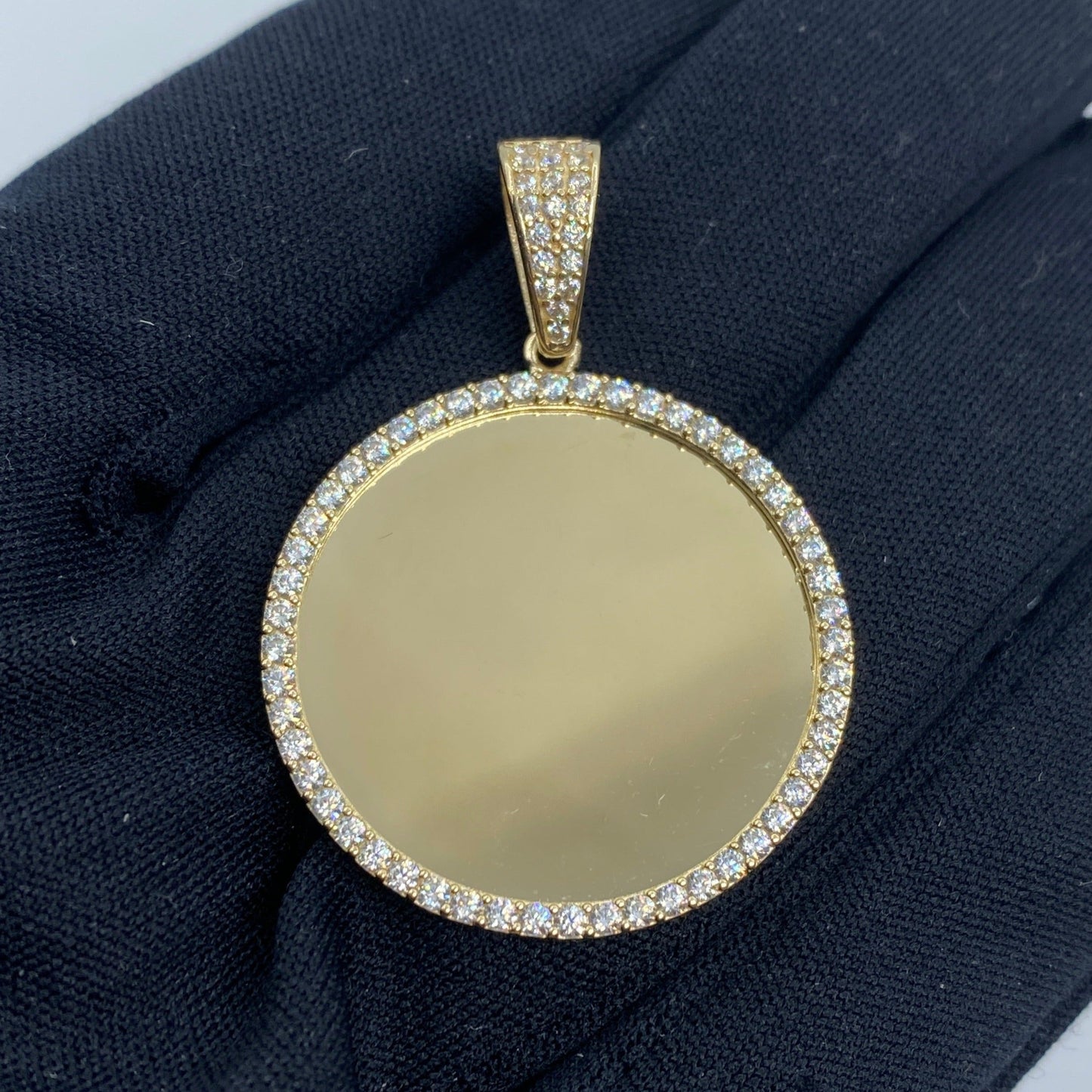 14K Circle Picture Photo Pendant