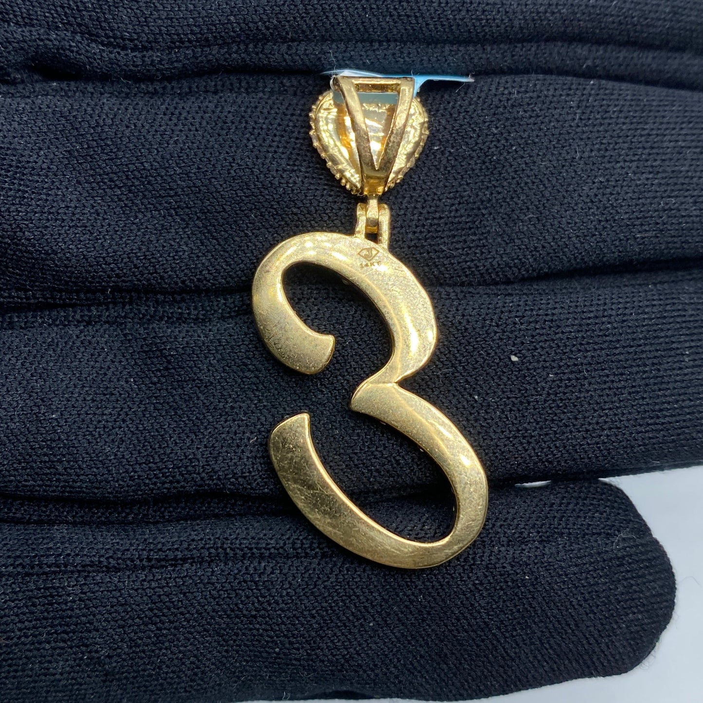 14k Initial E Script Heart Diamond Pendant