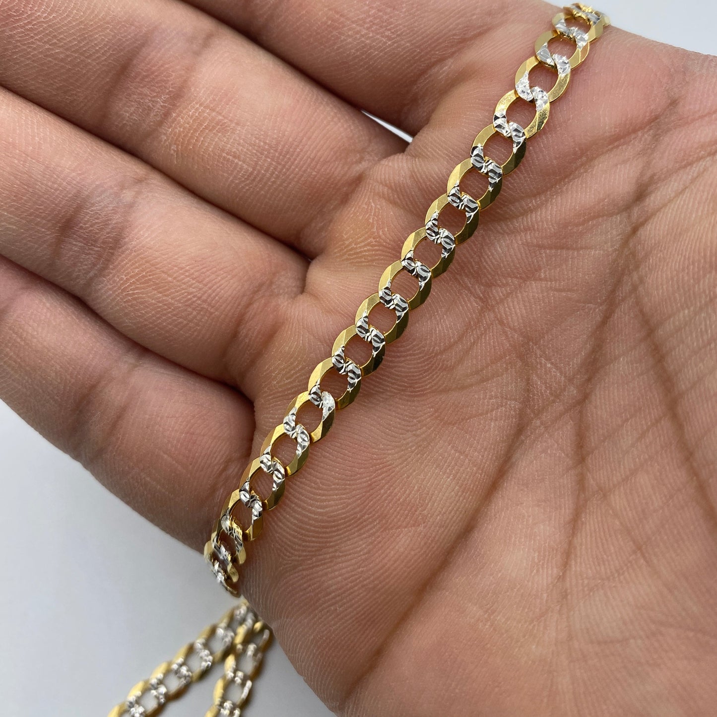 14K 6MM Two-Tone Flat Cuban Link Chain 18"