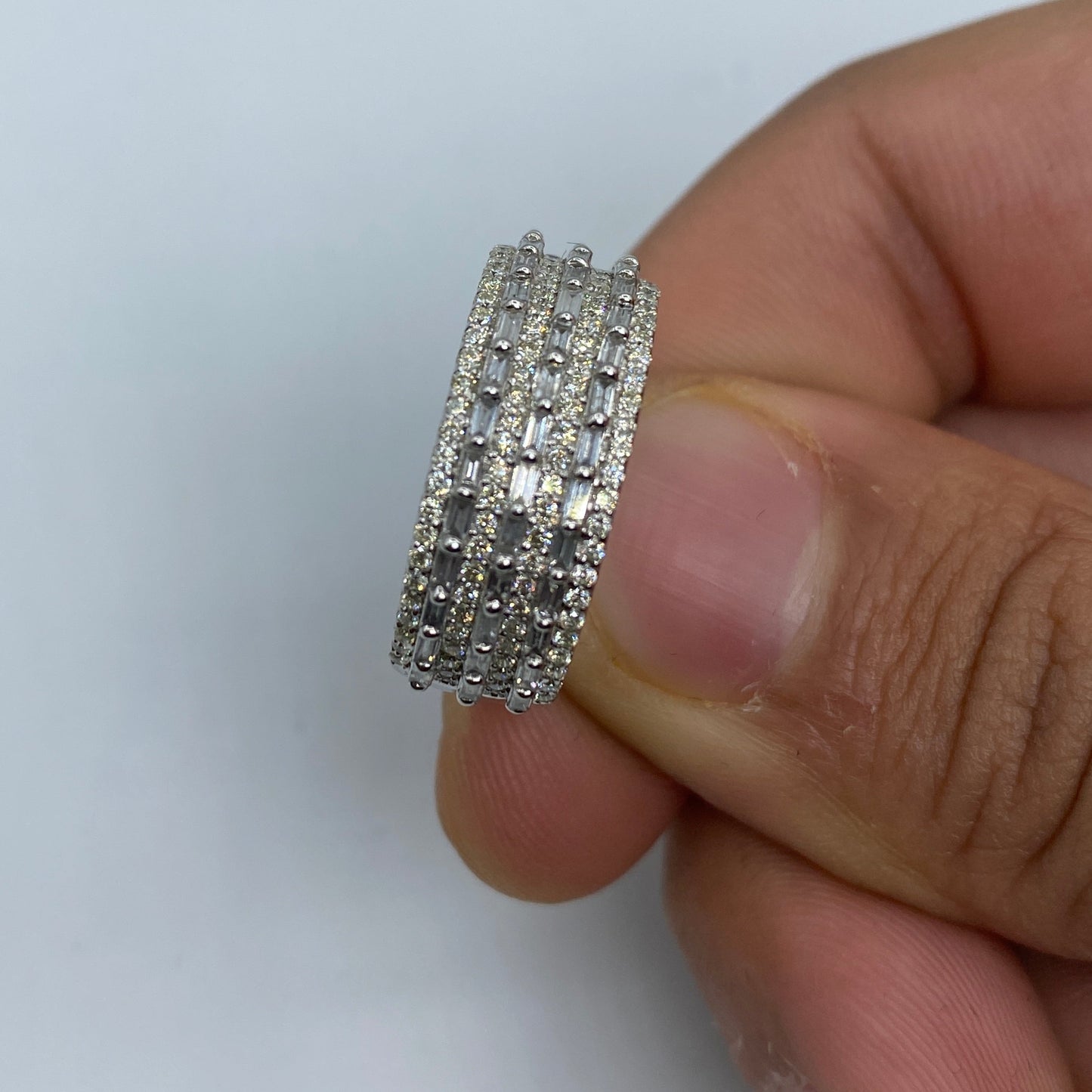 14K Triple Dash Diamond Baguette Band