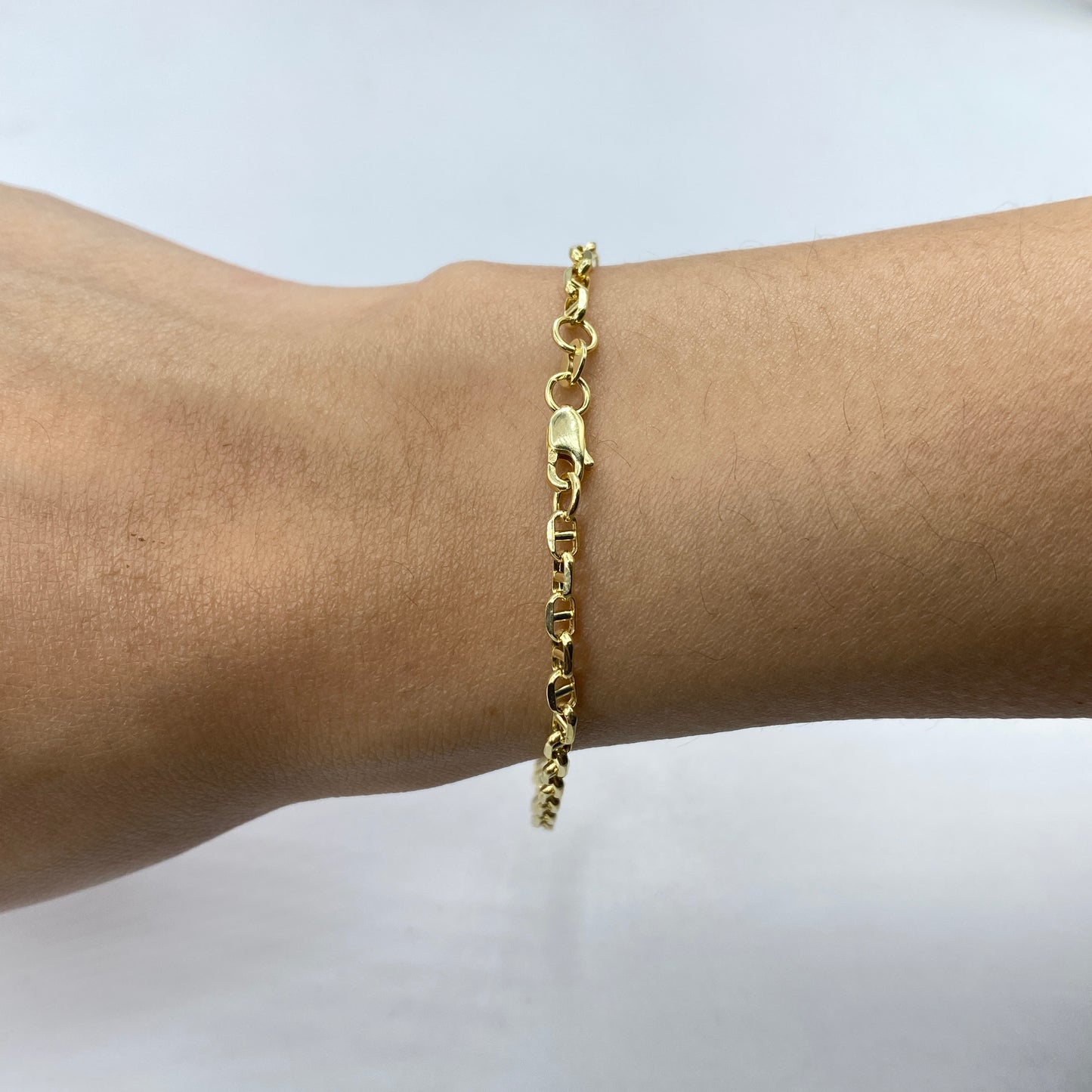 14K 3MM Mariner Link Bracelet 7"