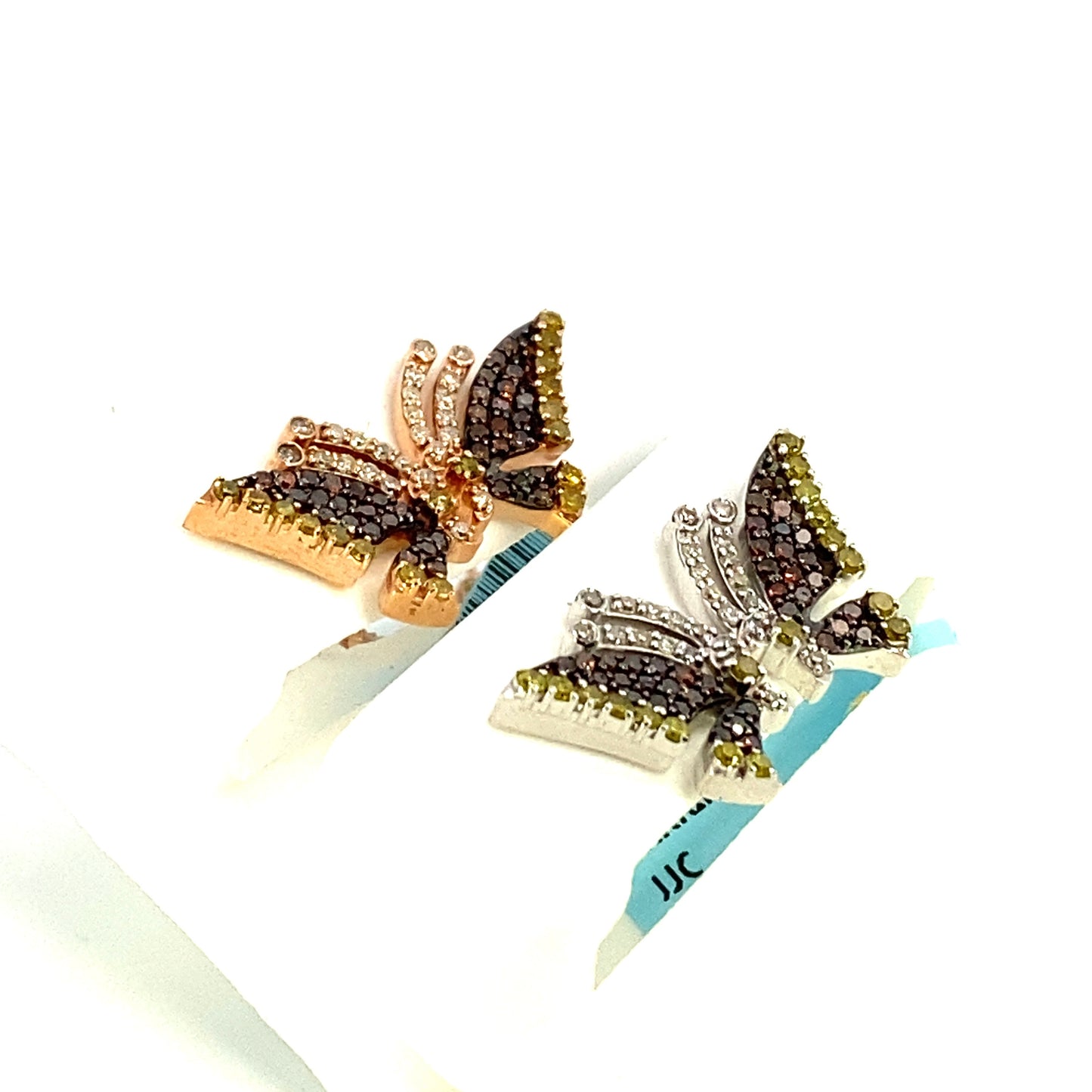 14K Medium Butterfly Diamond Earrings