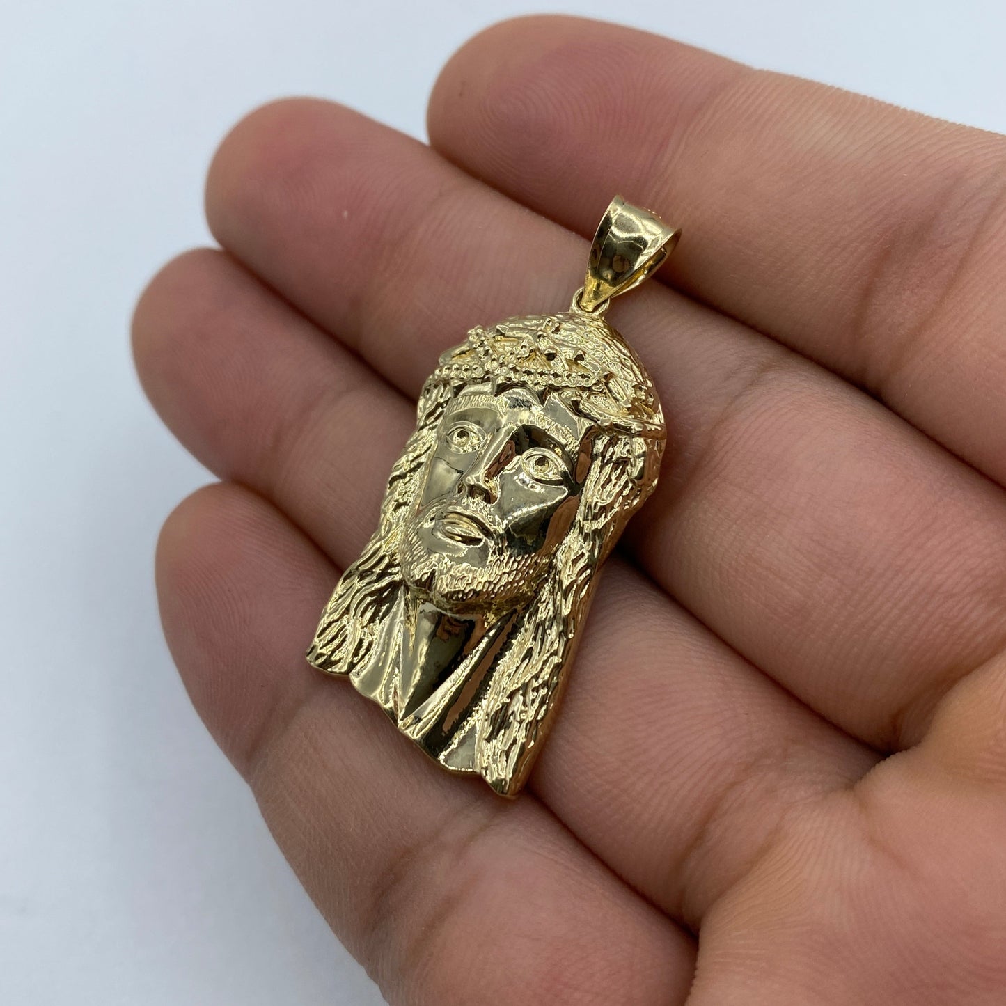 14K Jesus Head Pendant 1.6"