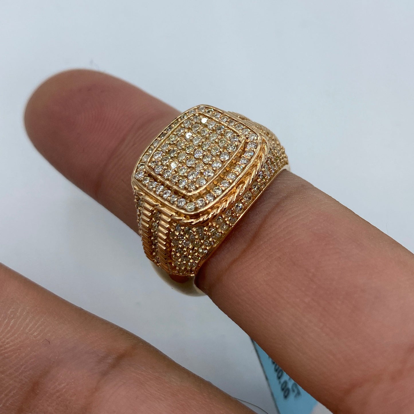 14K London Square Diamond Ring