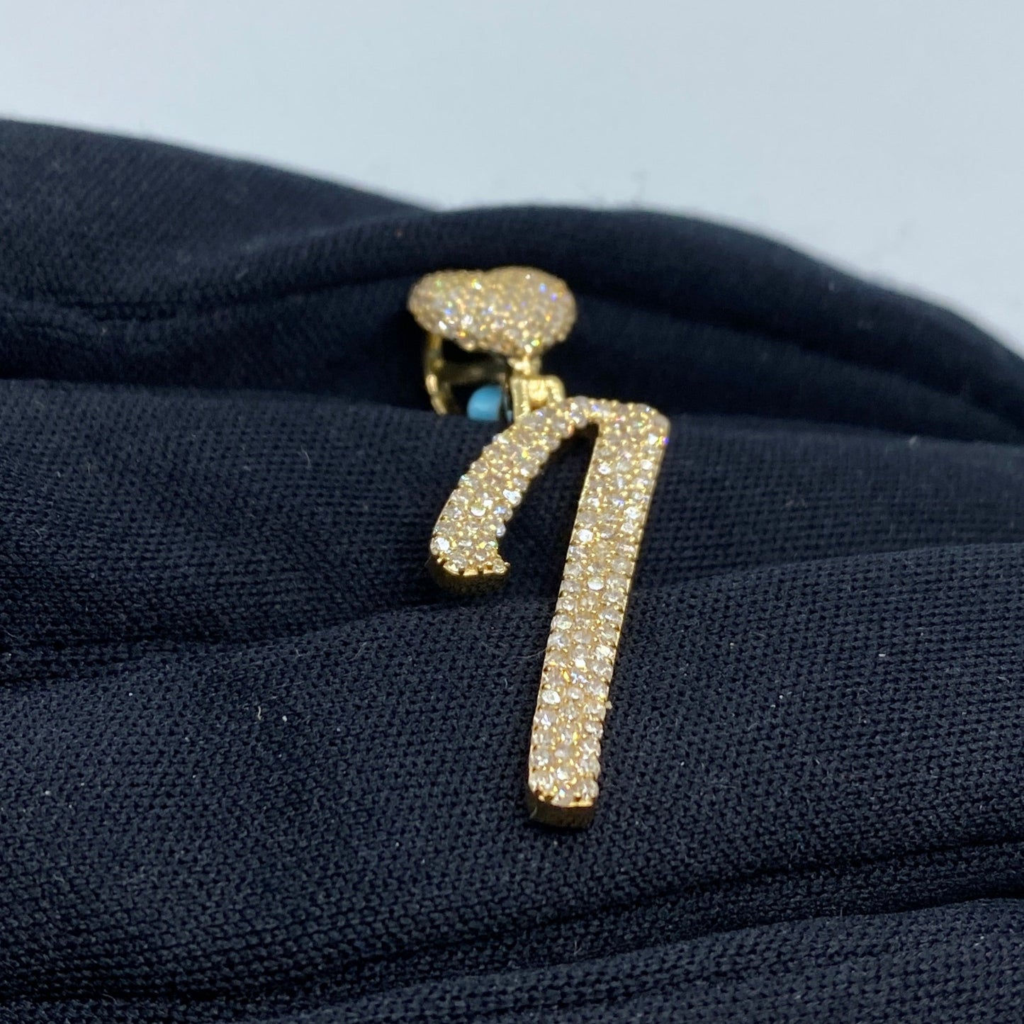 14k Initial I Script Heart Pendant