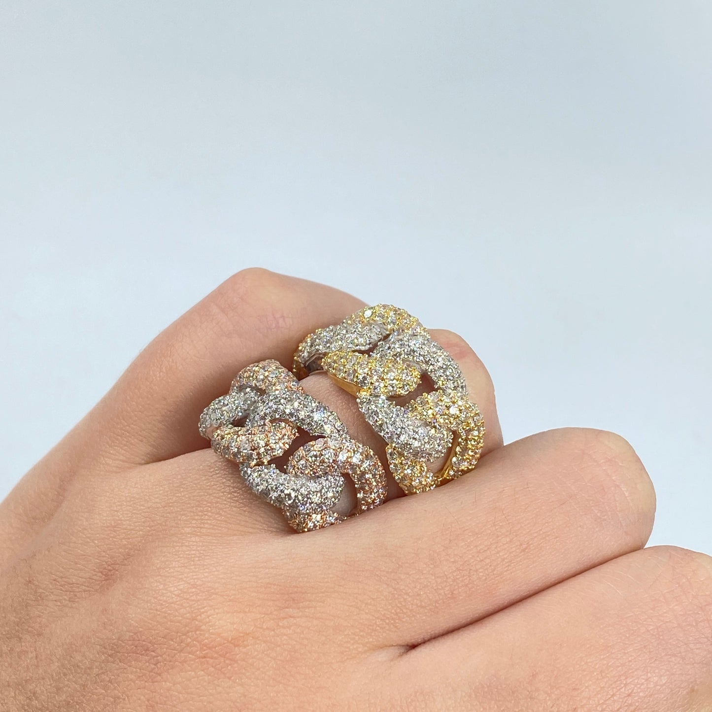 14K Two-Tone Cuban Link Diamond Ring