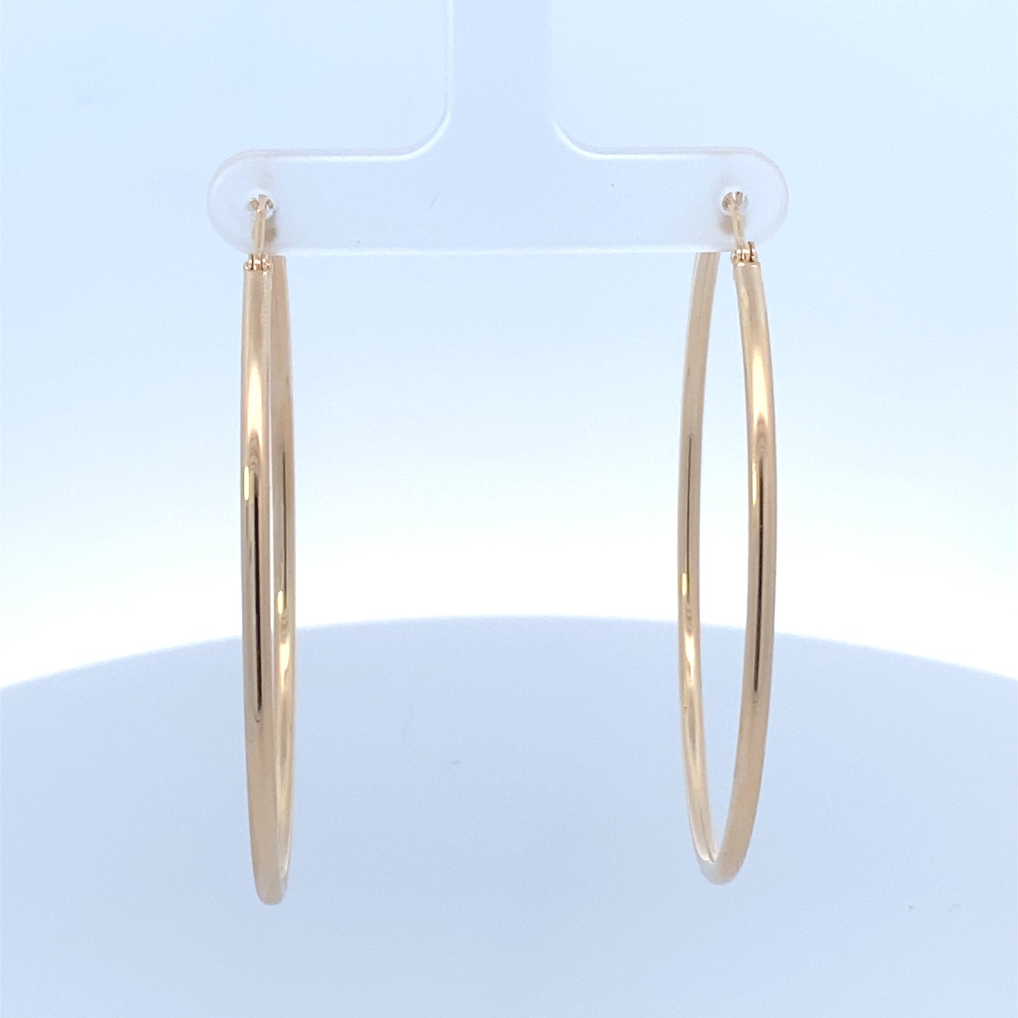 14K Gold Large 2MM Hoop Earrings