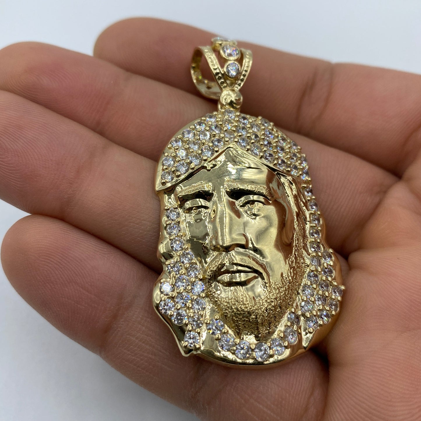 14K Jesus Head Pendant 2.2"