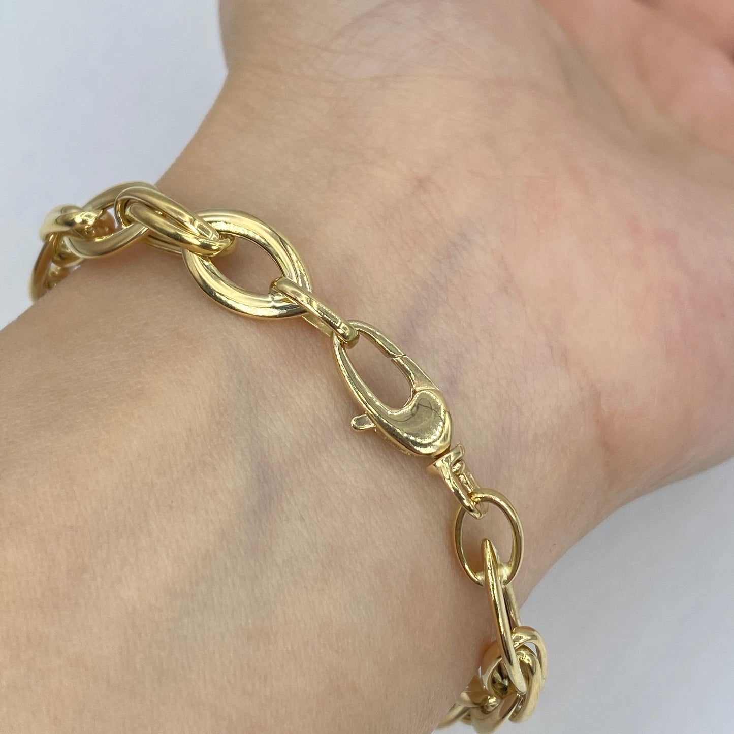 14K 7.5MM Bold Oval Flat Link Bracelet 7"