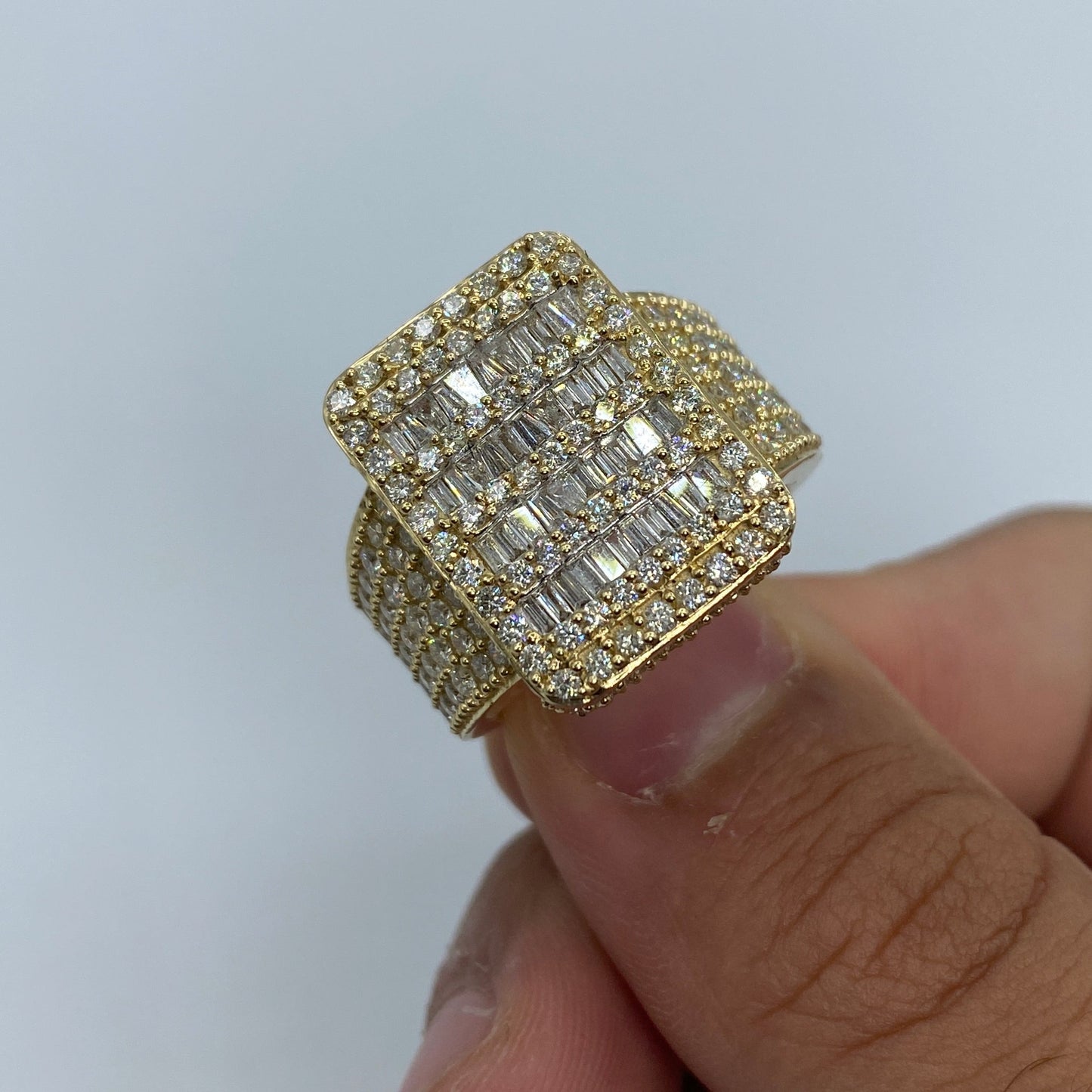 14K Rectangle Diamond Baguette Ring 5.65ct