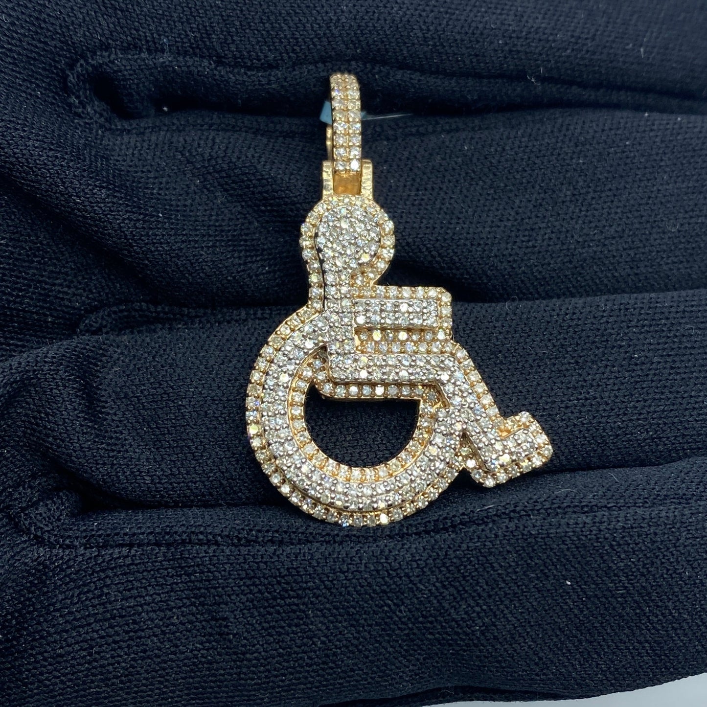 14K Handicap Wheelchair Diamond Pendant