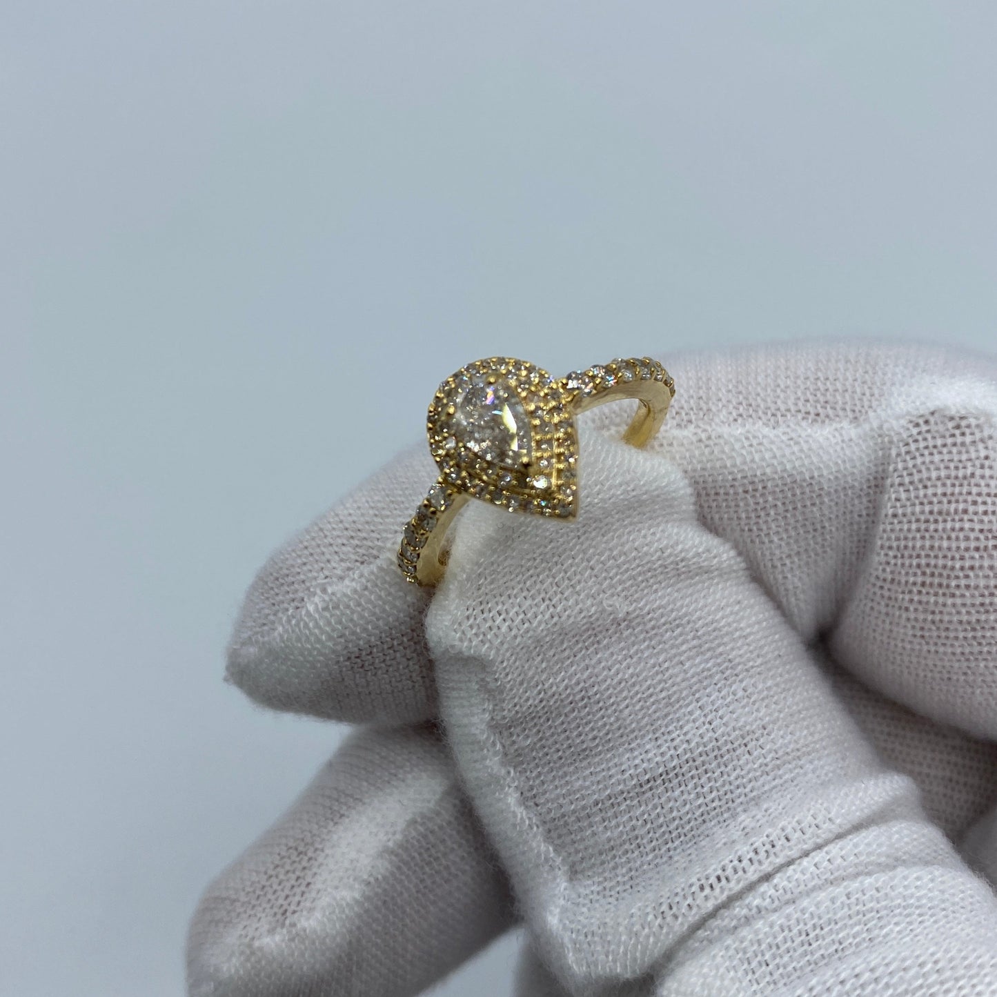 14K Large Pear Stone Diamond Engagement Ring