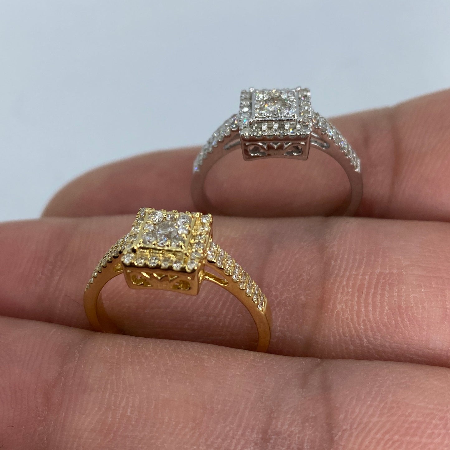 14K 3D Square Diamond Engagement Ring