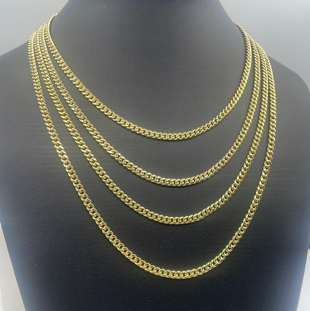 10K 4MM Miami Cuban Link Chain 16-26”