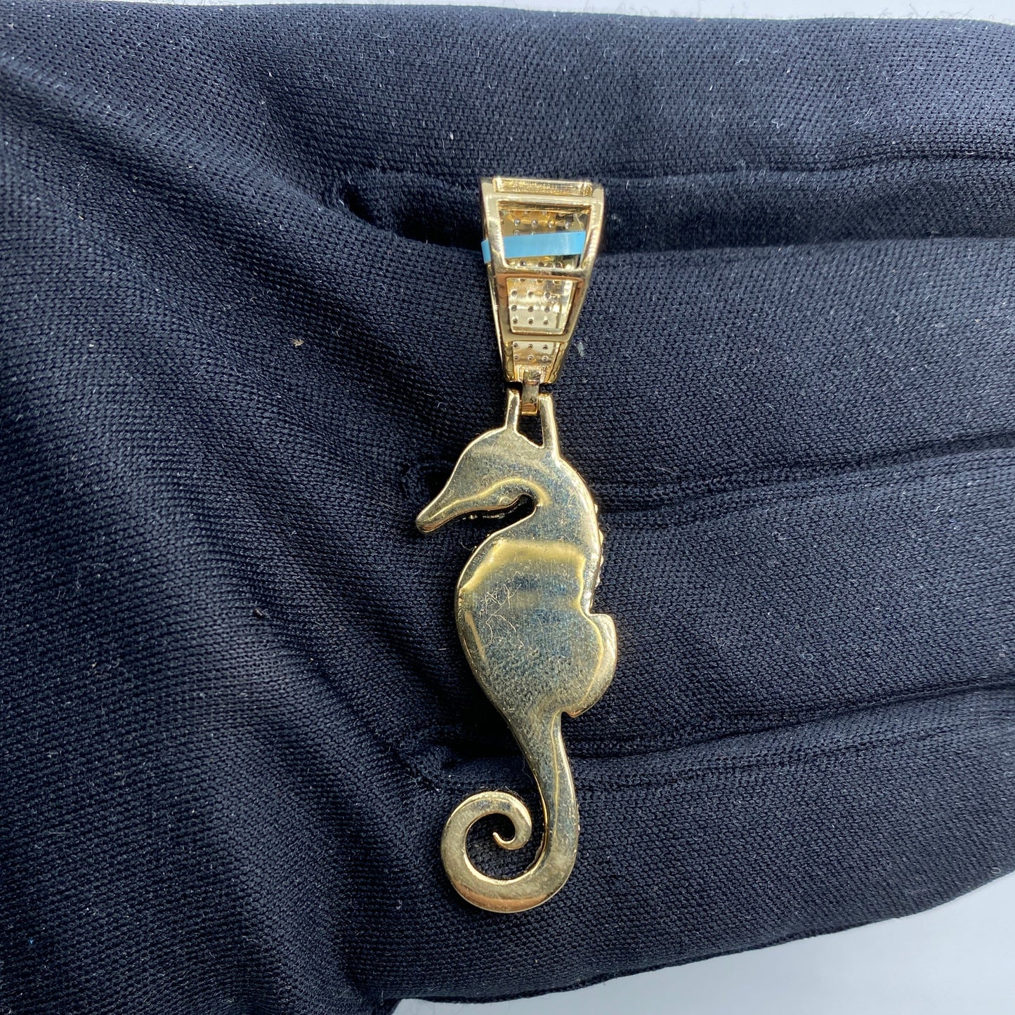 14K Seahorse Diamond Pendant