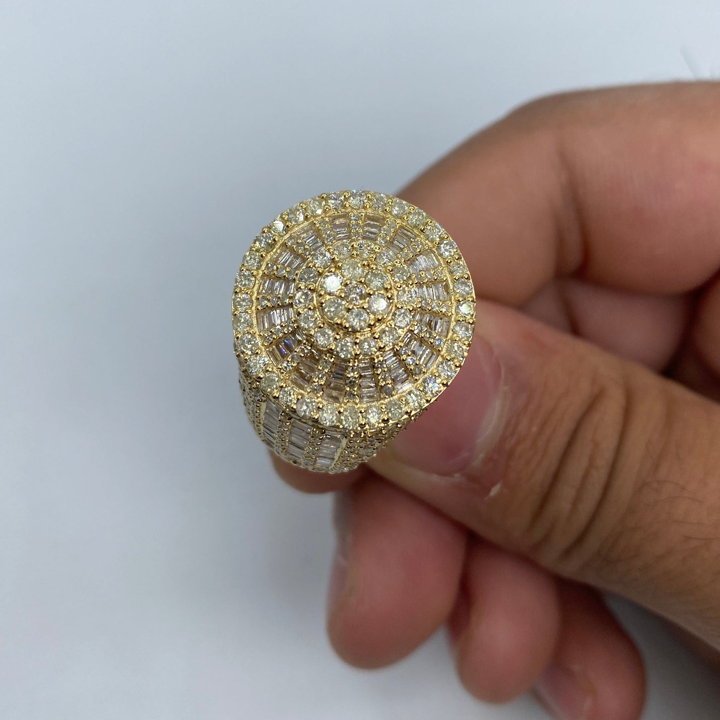 14K Circle Web Diamond Baguette Ring