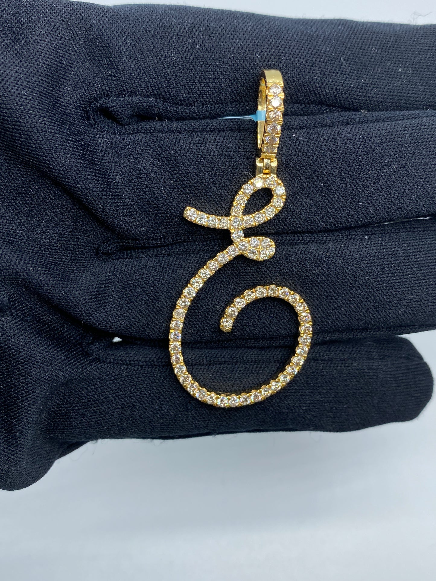 14k Initial E Large Script Pendant