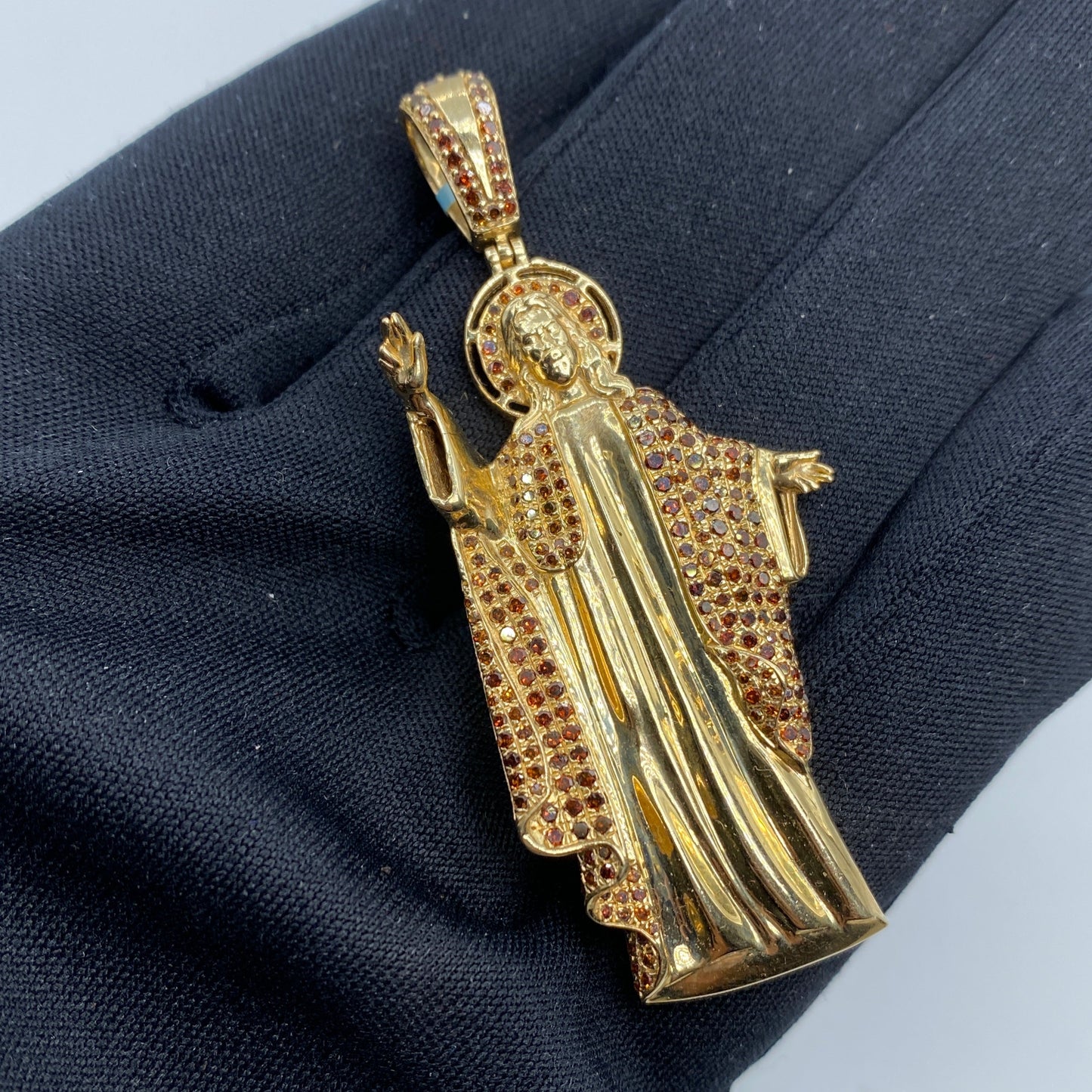 14K Jesus Diamond Pendant