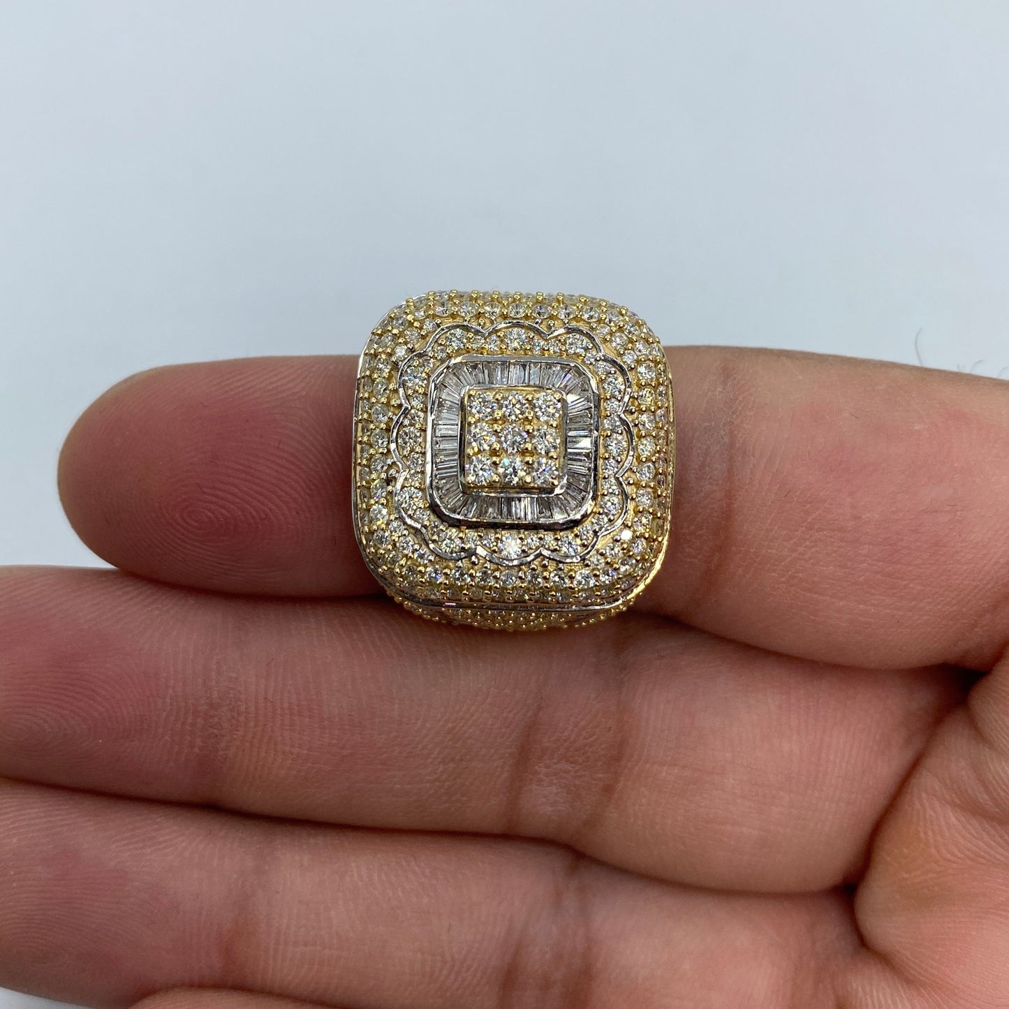 14K Square Jumbo Diamond Baguette Ring