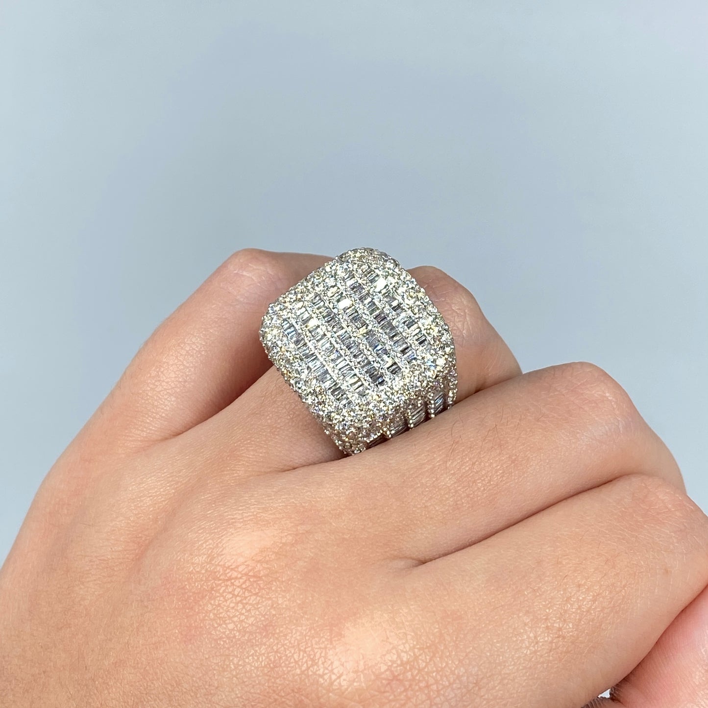 14K Jumbo Stacked Diamond Baguette Ring