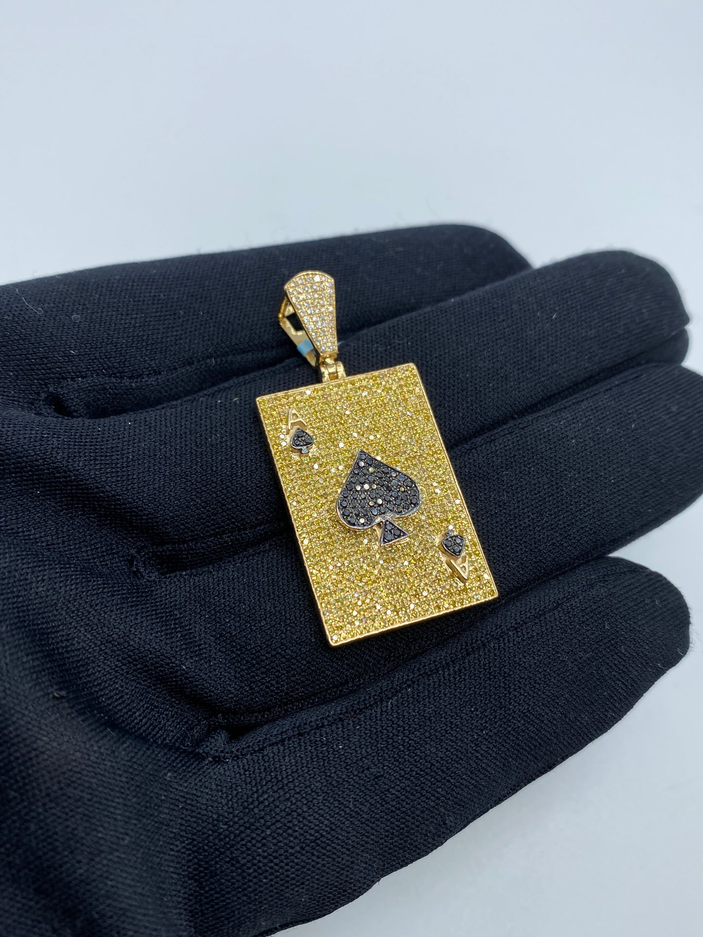 14k Ace of Spades Playing Card Pendant