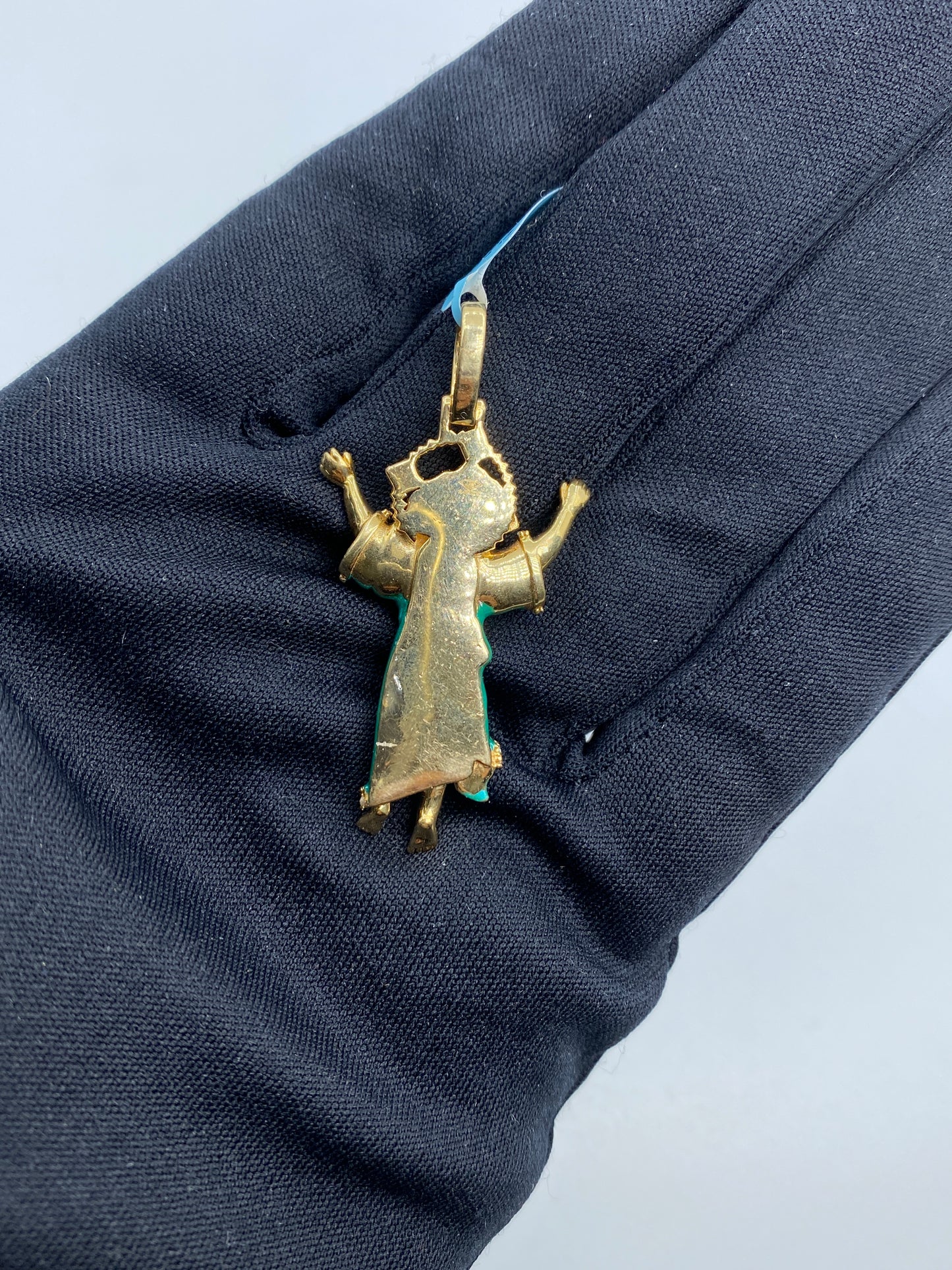 14K Baby Jesus Enamel Diamond Pendant