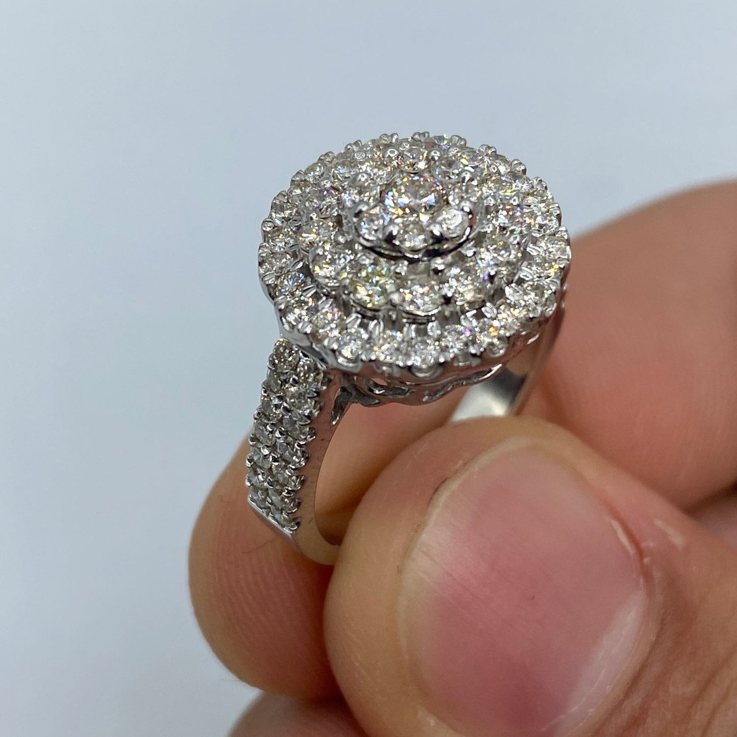 14K White Gold Circle Diamond Engagement Ring