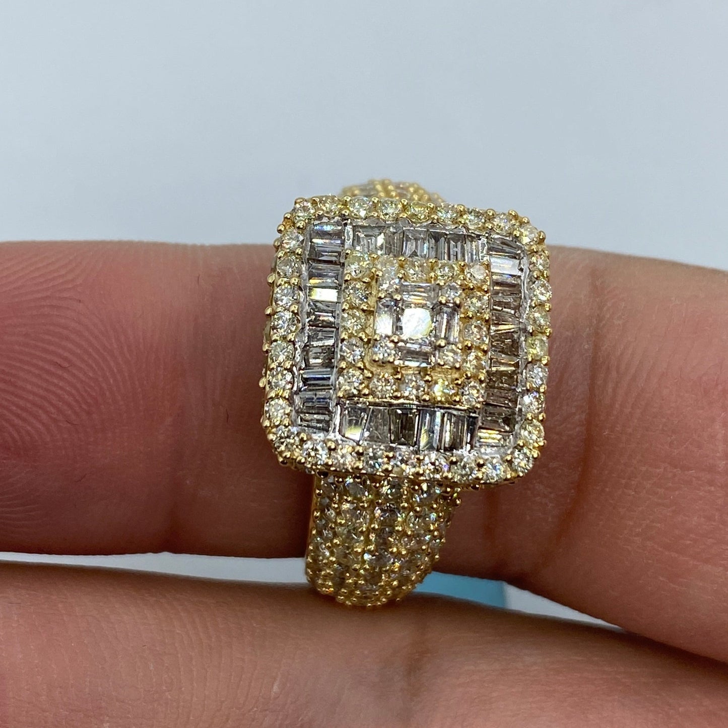 14K Square Diamond Baguette Ring