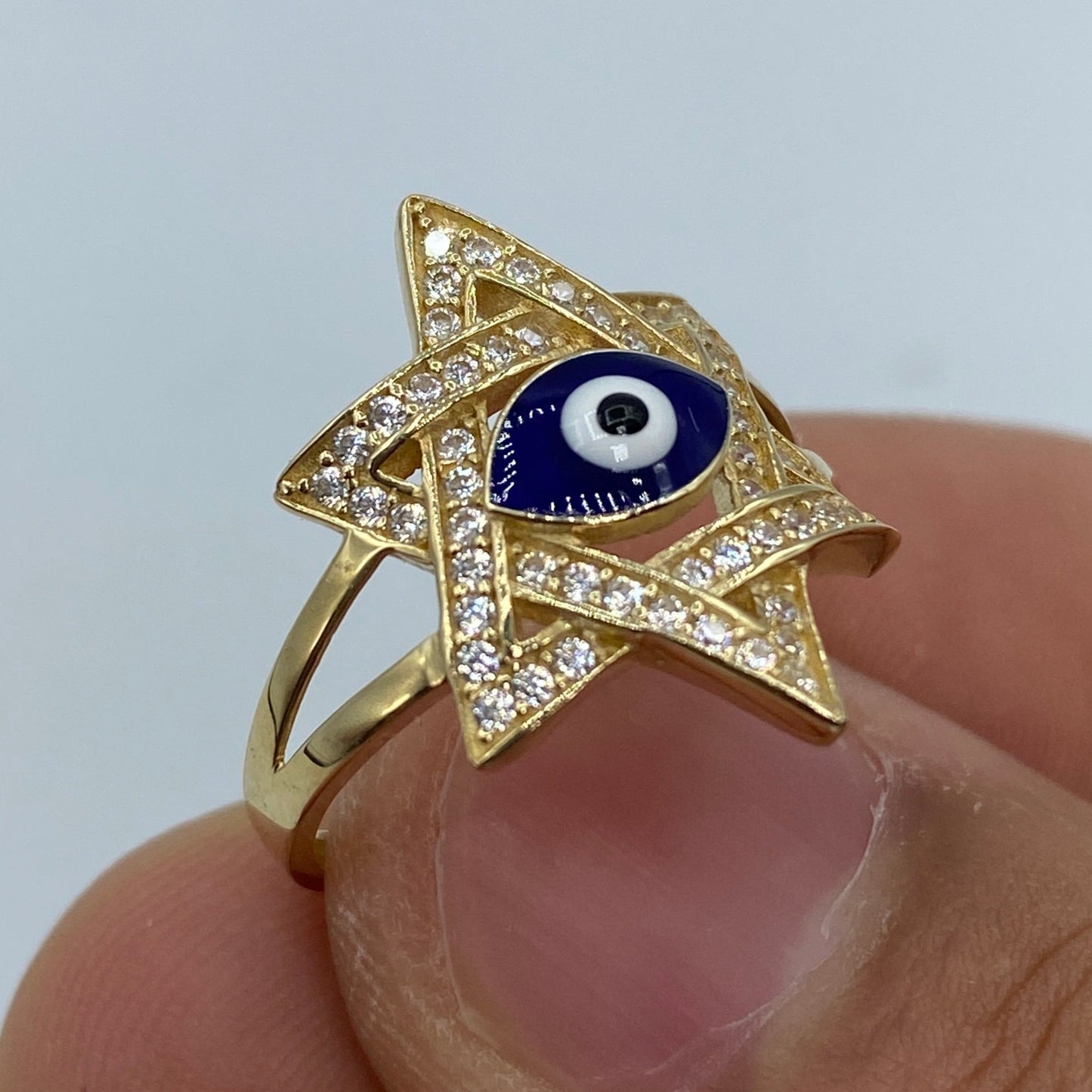 14K Evil Eye Star Ring