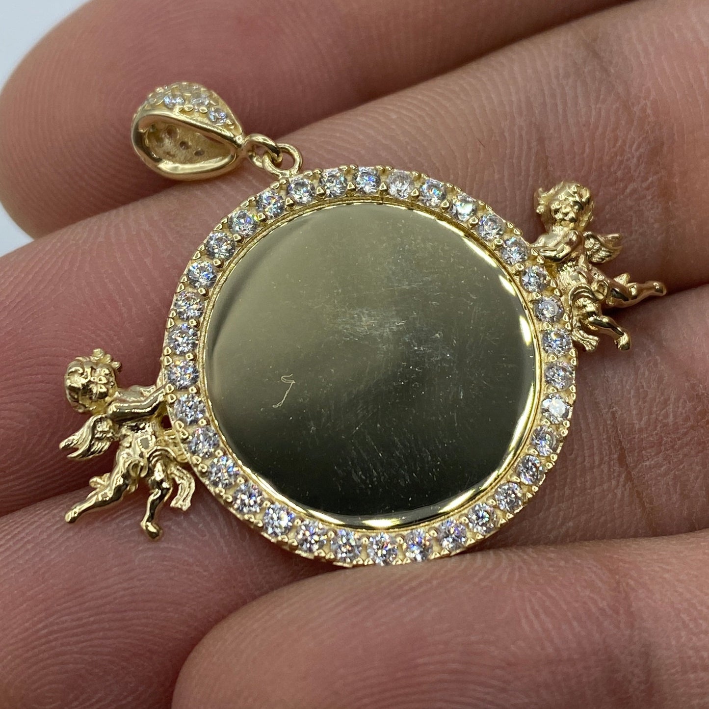 14K Baby Angels Picture Pendant