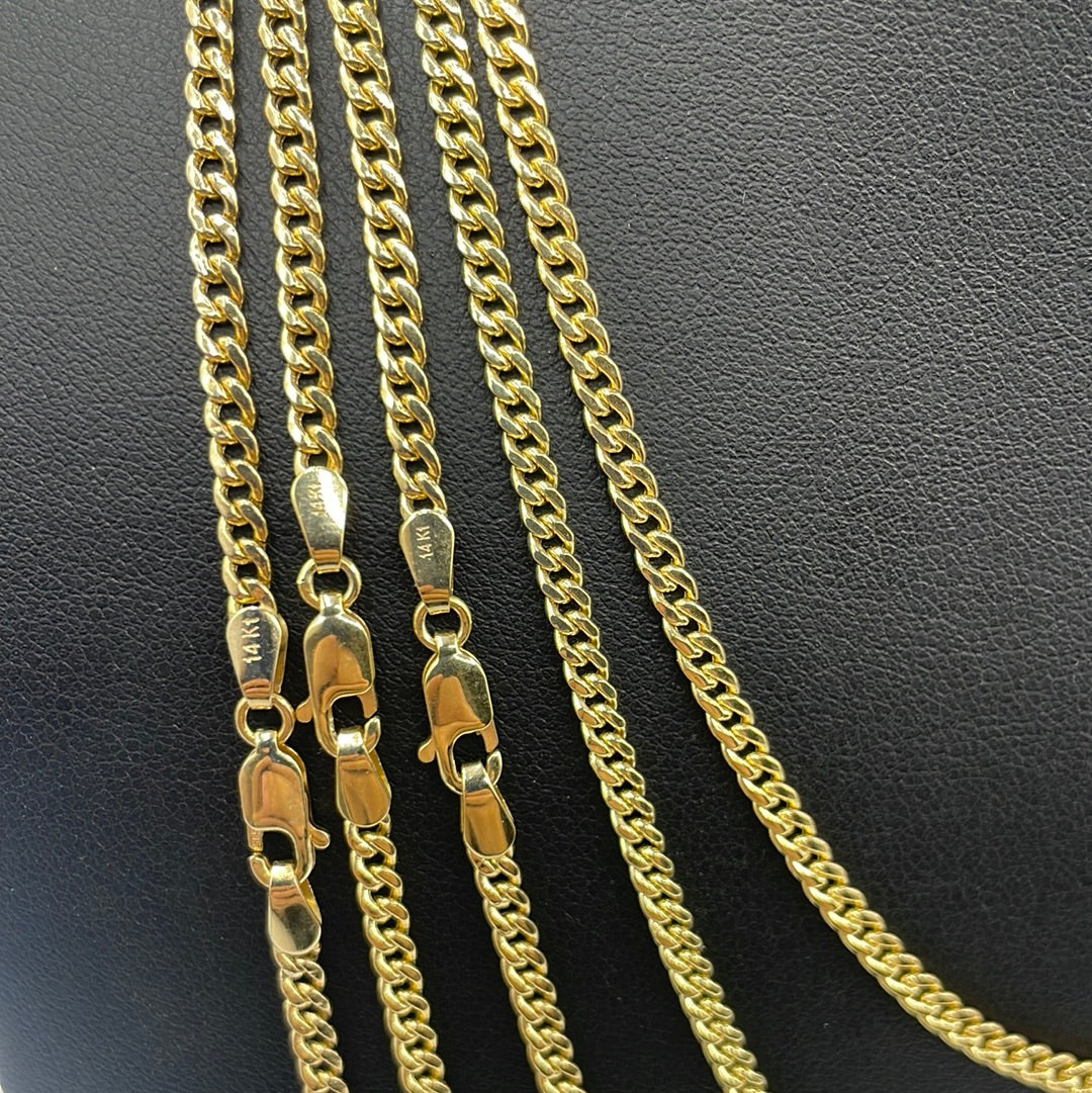 Miami Cuban Link Chain Real 14K Yellow Gold Full Collection