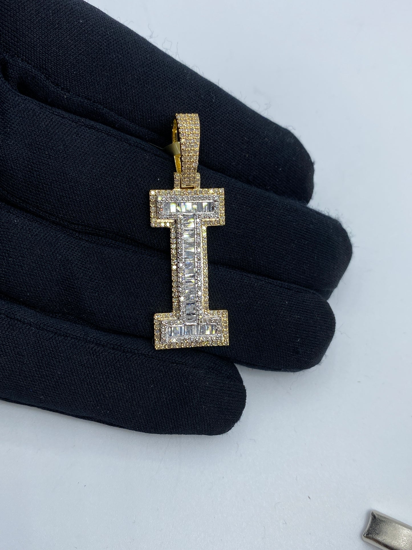 Initial I Baguette Pendant