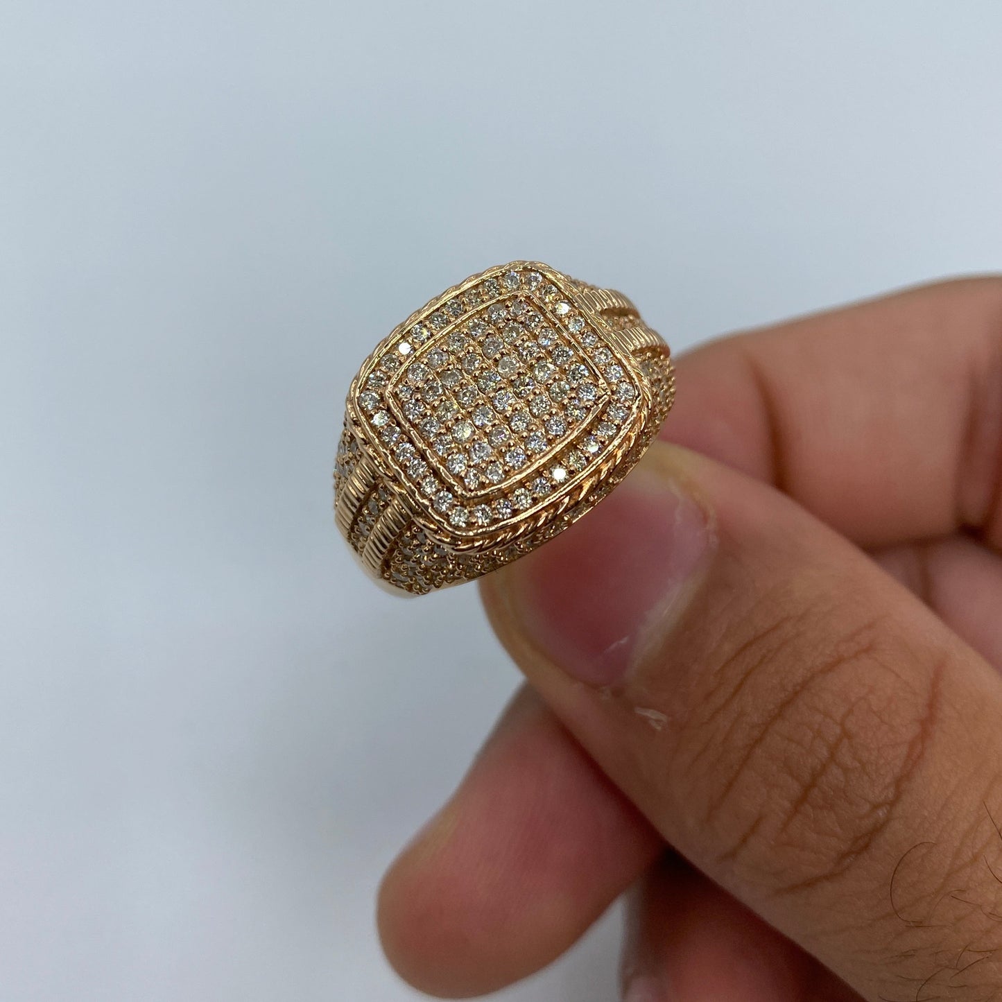 14K London Square Diamond Ring