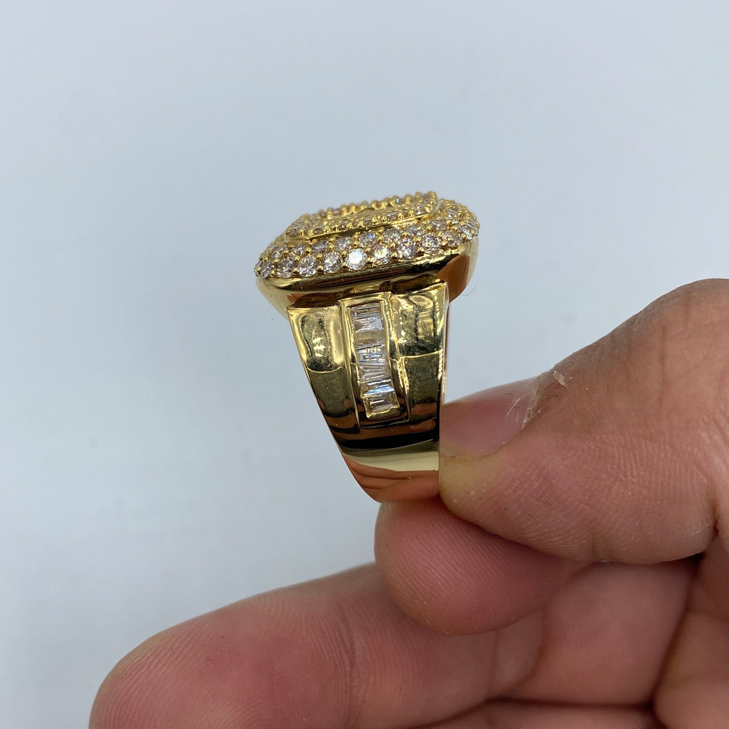 14K Square Triple-Threat Diamond Baguette Ring
