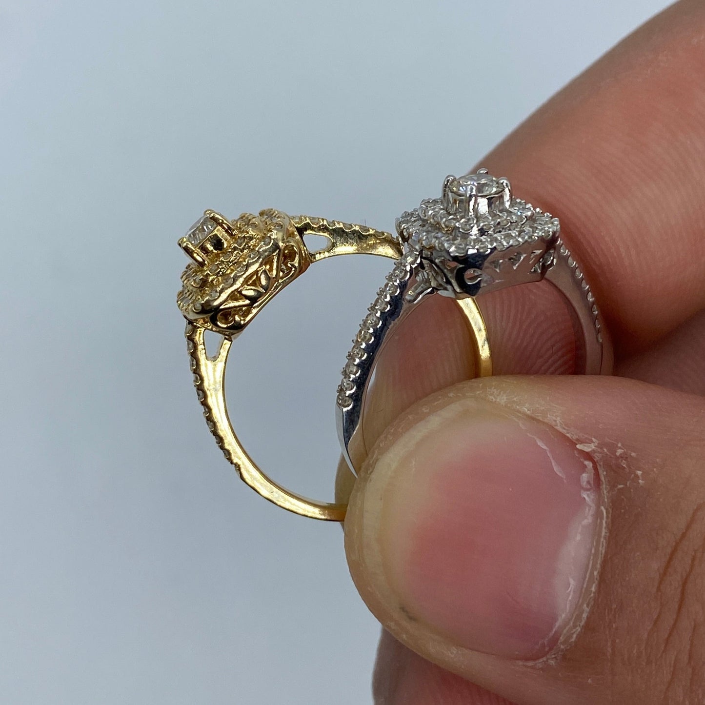 14K Wide Square With Large Center Stone Diamond Engagement Ring