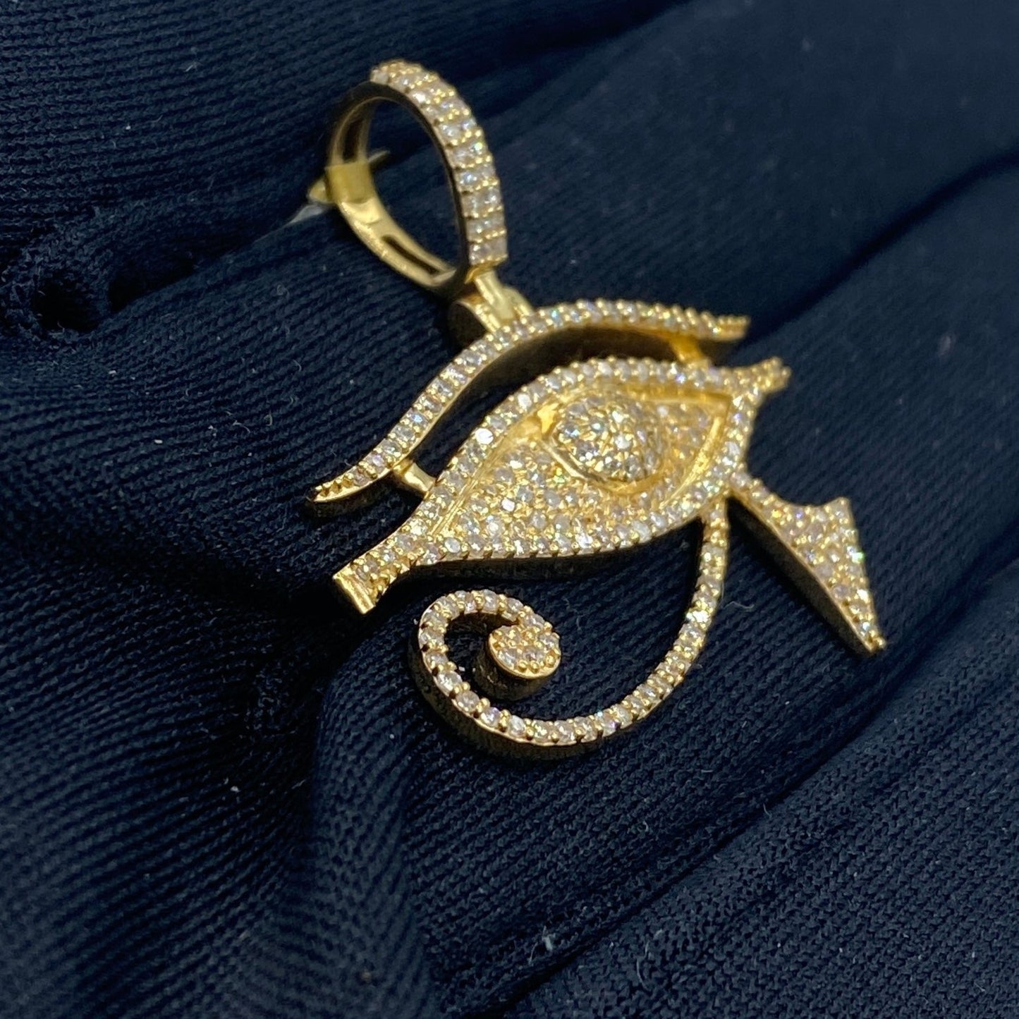 10K Egyptian Eye of Horus Diamond Pendant