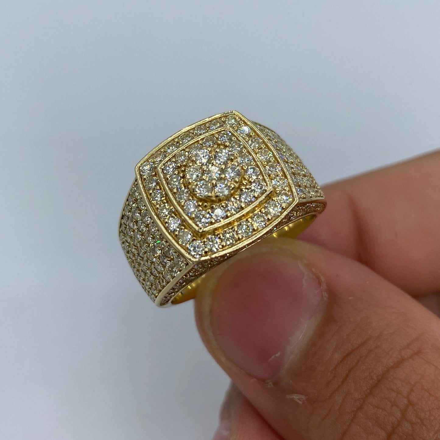 14K Square Belgian Diamond Ring